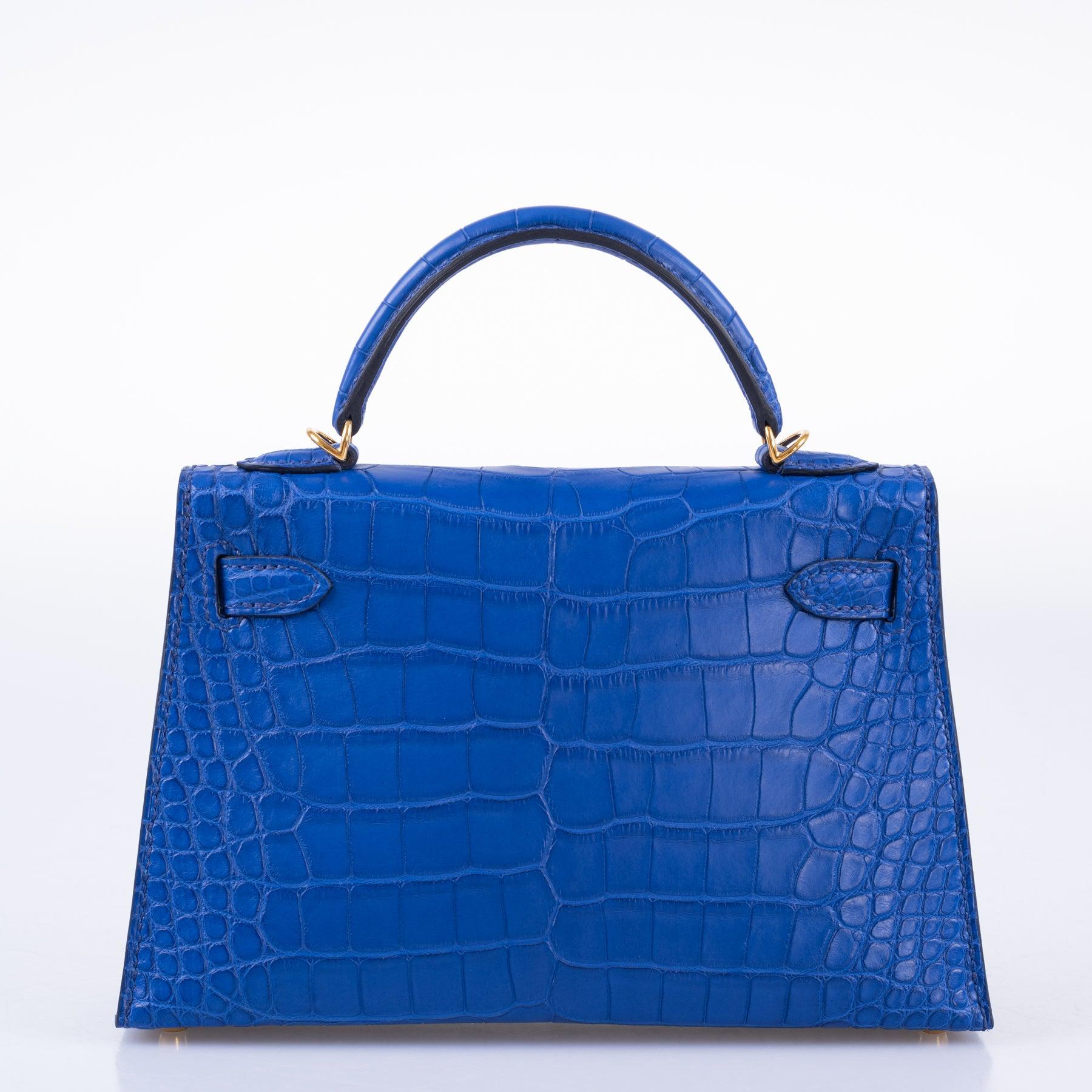 Hermès Kelly 20 Mini II Sellier Blue Royal Matte Alligator Gold Hardware