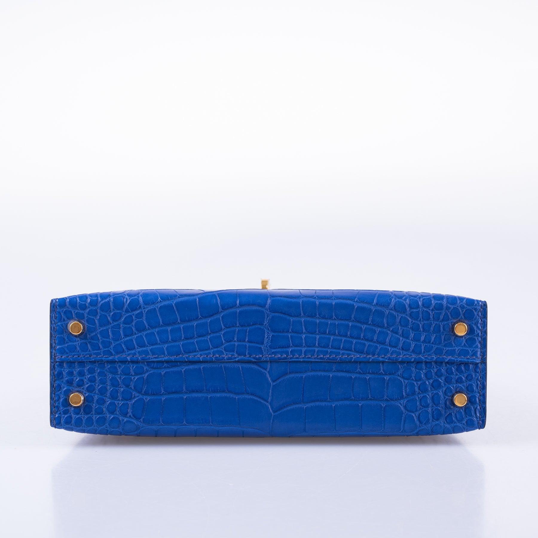 Hermès Kelly 20 Mini II Sellier Blue Royal Matte Alligator Gold Hardware