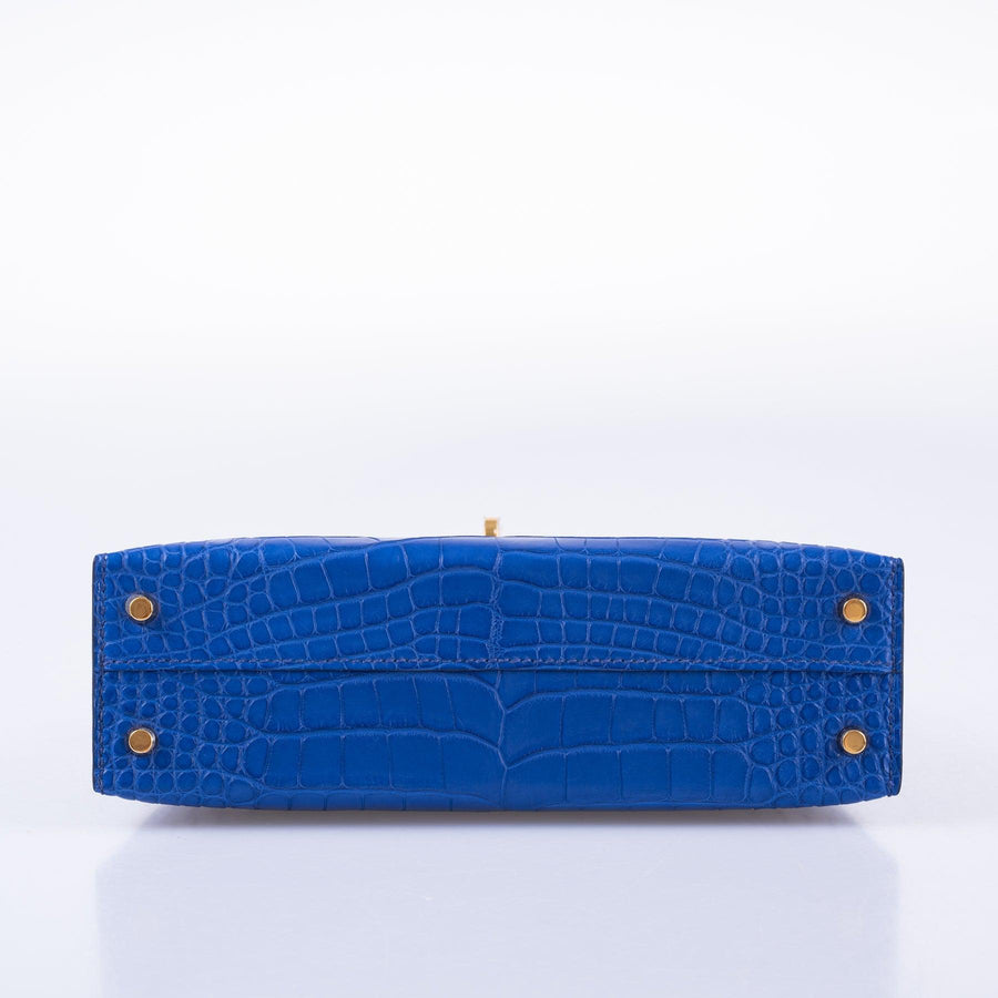 Hermès Kelly 20 Mini II Sellier Blue Royal Matte Alligator Gold Hardware
