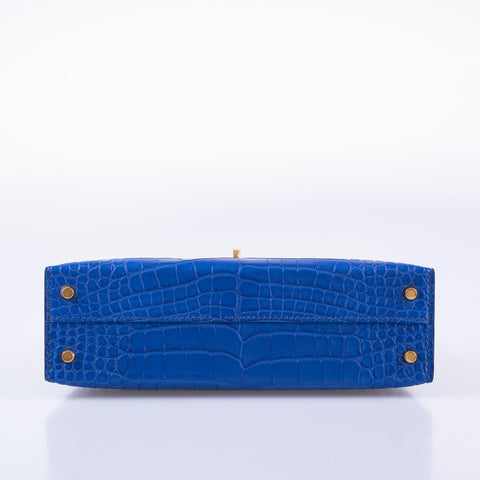 Hermès Kelly 20 Mini II Sellier Blue Royal Matte Alligator Gold Hardware