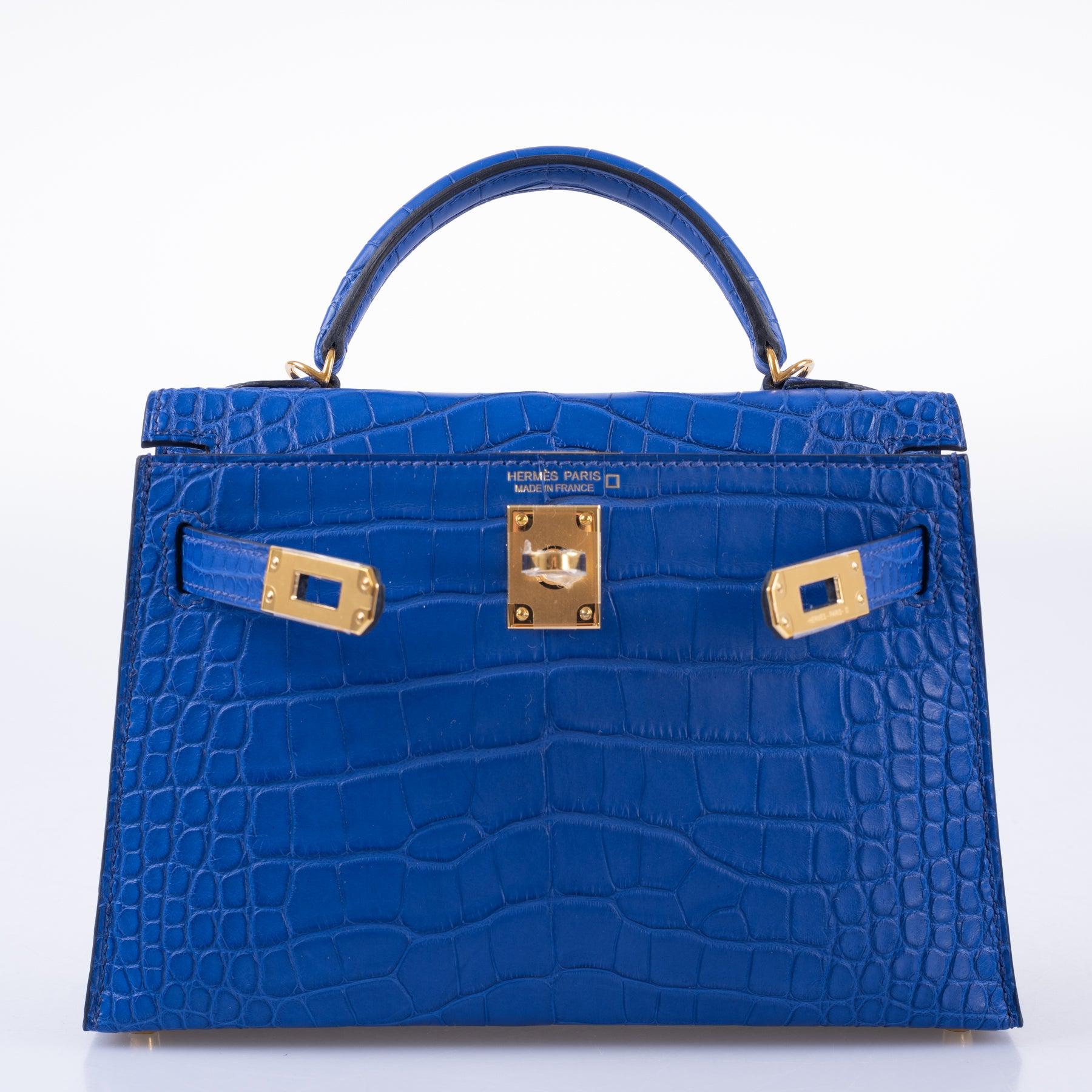 Hermès Kelly 20 Mini II Sellier Blue Royal Matte Alligator Gold Hardware
