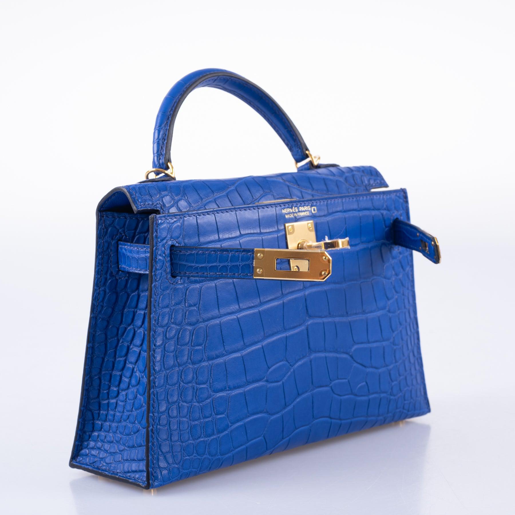 Hermès Kelly 20 Mini II Sellier Blue Royal Matte Alligator Gold Hardware