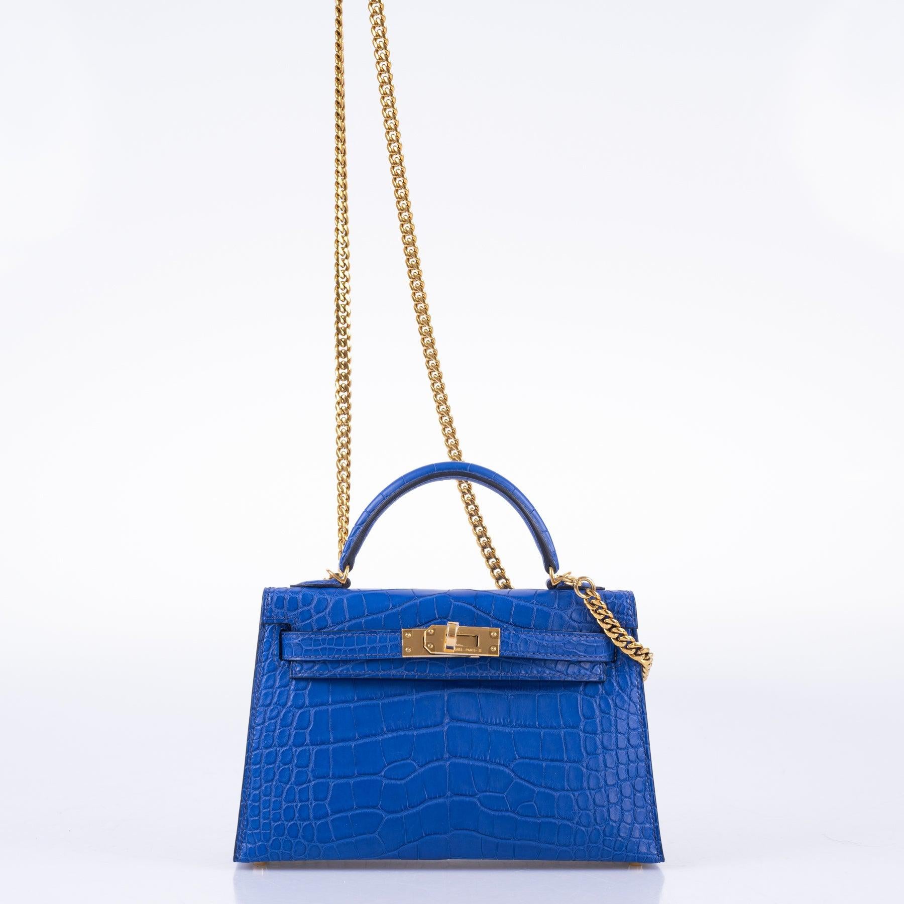 Hermès Kelly 20 Mini II Sellier Blue Royal Matte Alligator Gold Hardware
