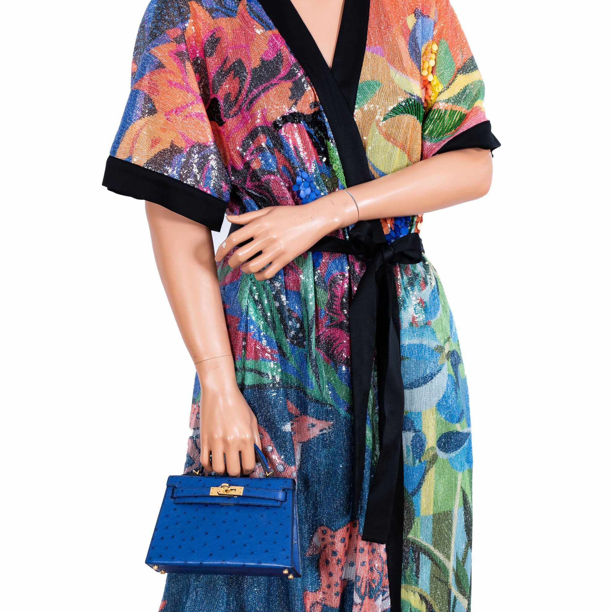 Hermès Kelly 20 Mini II Sellier Blue Sapphire Ostrich Gold Hardware - 2018, C