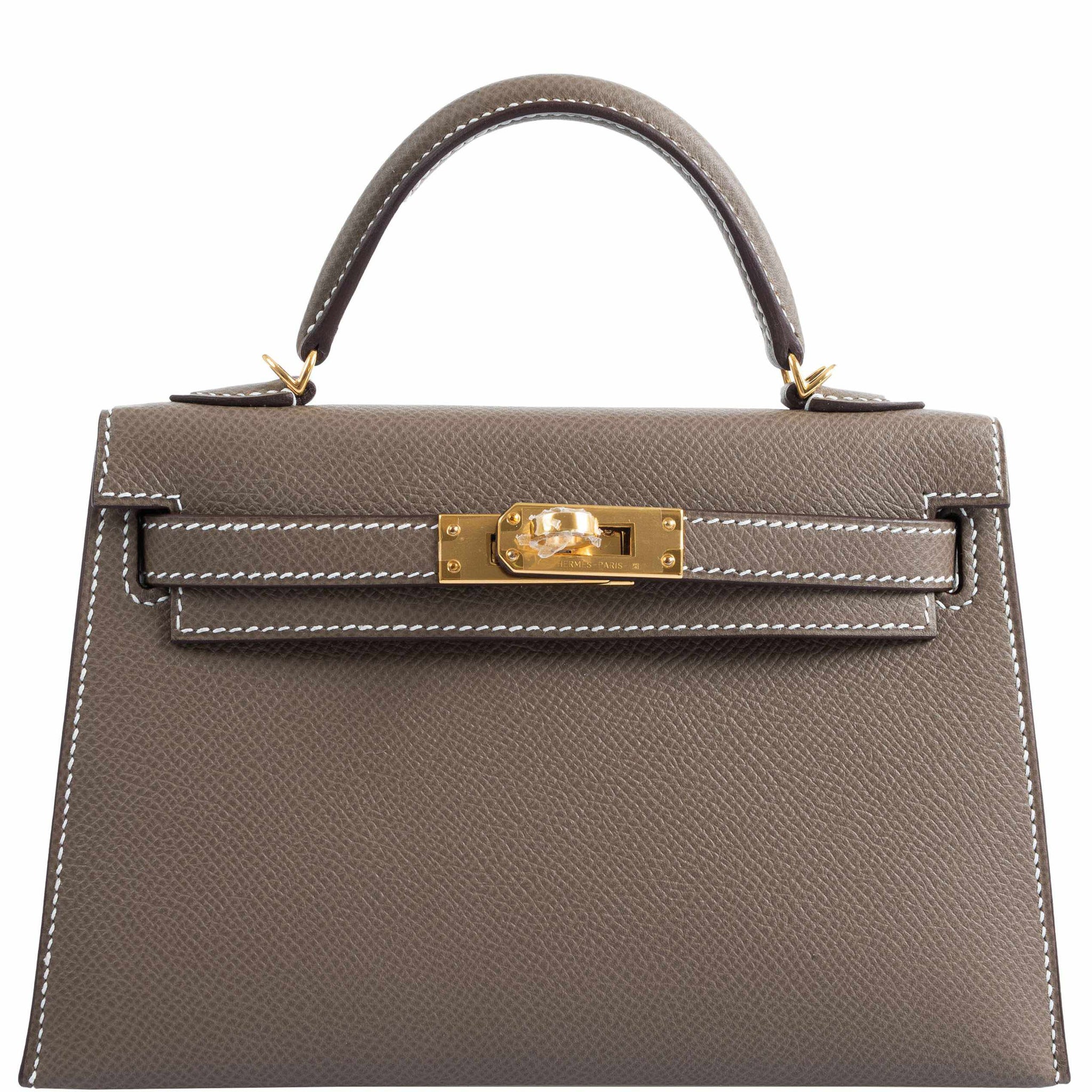 Hermes Mini Kelly 20 Sellier Bag in Black Epsom Leather with Gold Hardware