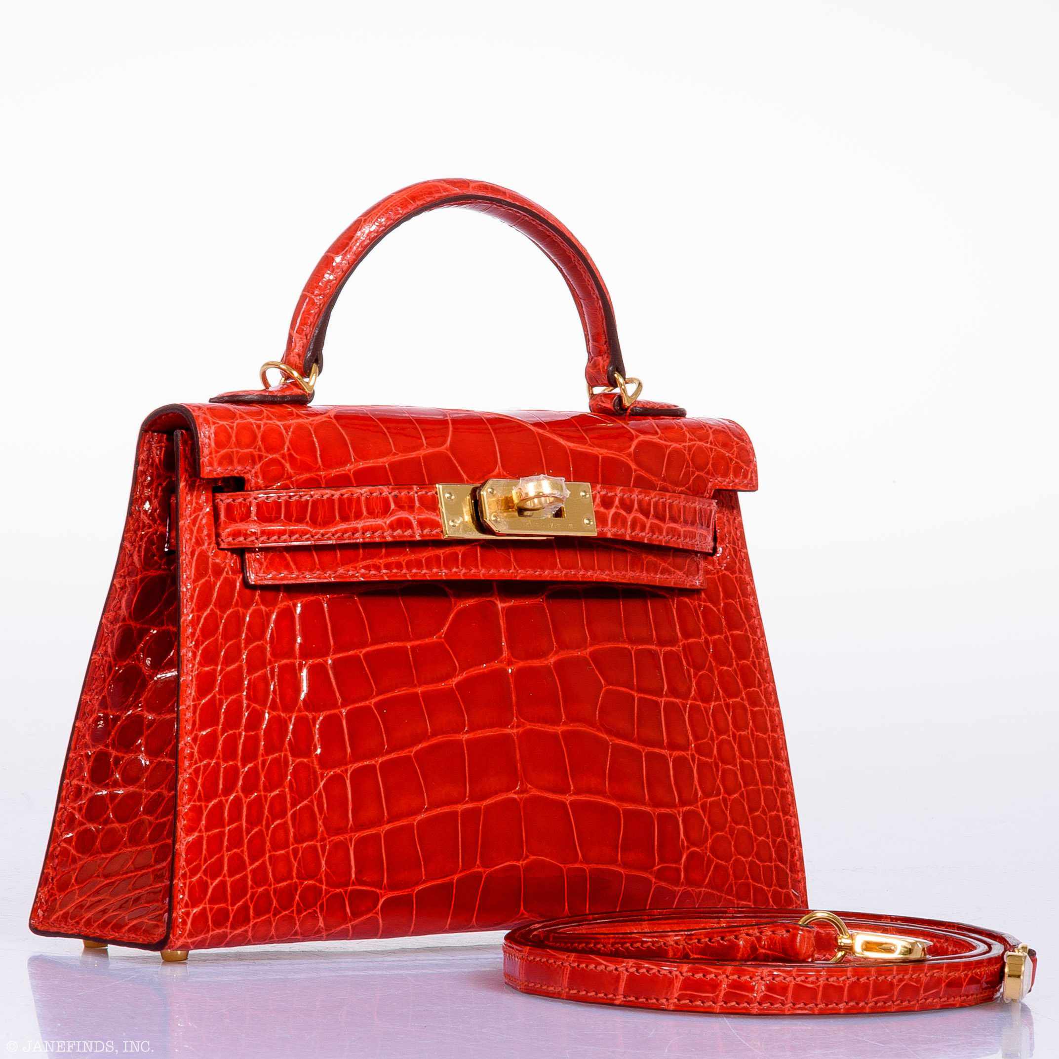 Hermès Kelly 20 Mini II Sellier Geranium Alligator Gold Hardware