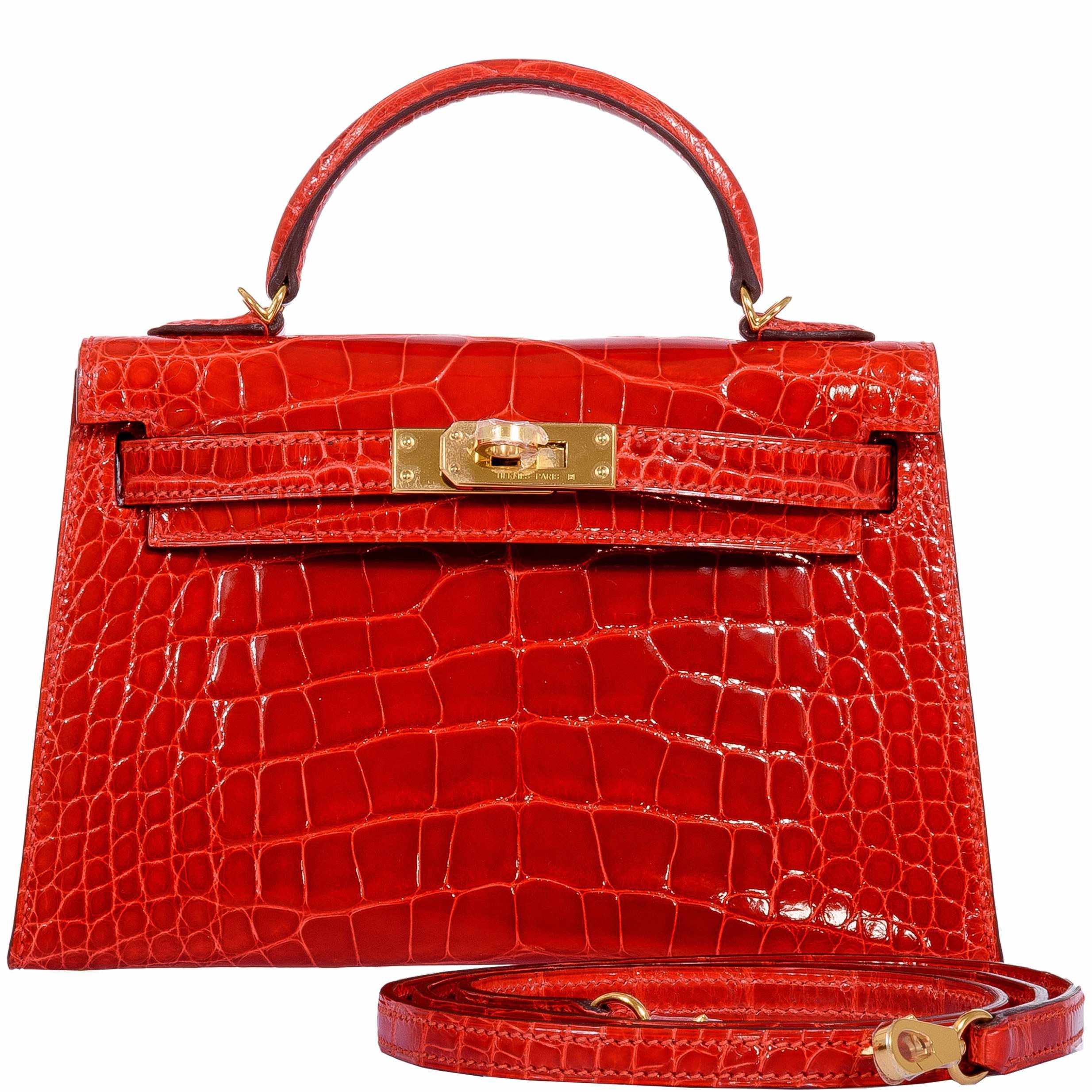 Hermès Kelly 20 Mini II Sellier Geranium Alligator Gold Hardware - Limited