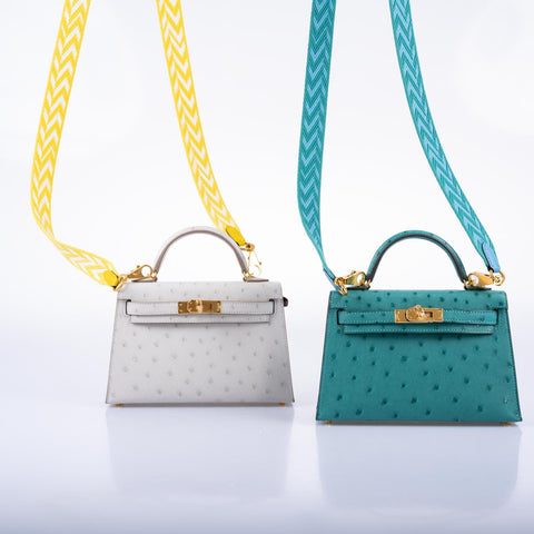 Hermès Kelly 20 Mini II Sellier Gris Perle Ostrich with Gold Hardware