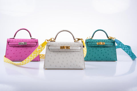 Hermès Kelly 20 Mini II Sellier Gris Perle Ostrich with Gold Hardware