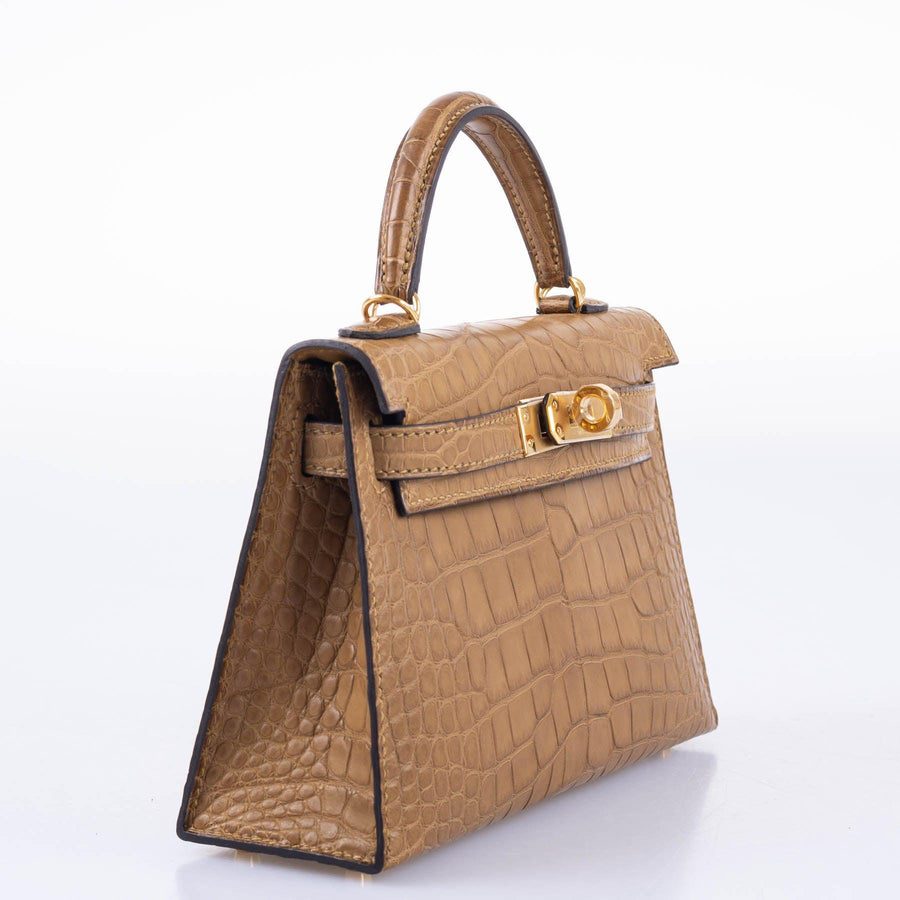 Hermès Kelly 20 Mini II Sellier Kraft Alligator Gold Hardware