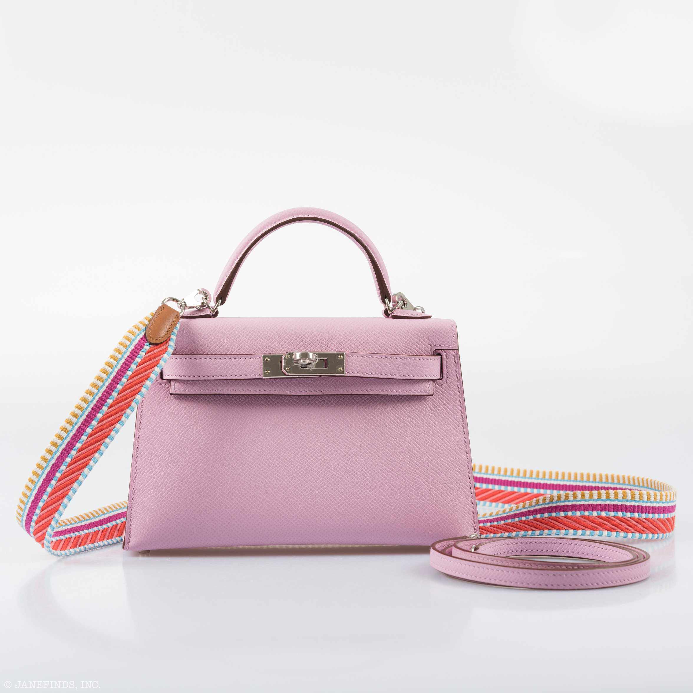 Hermès Kelly 20 Mini II Sellier Mauve Sylvestre Epsom Palladium Hardware