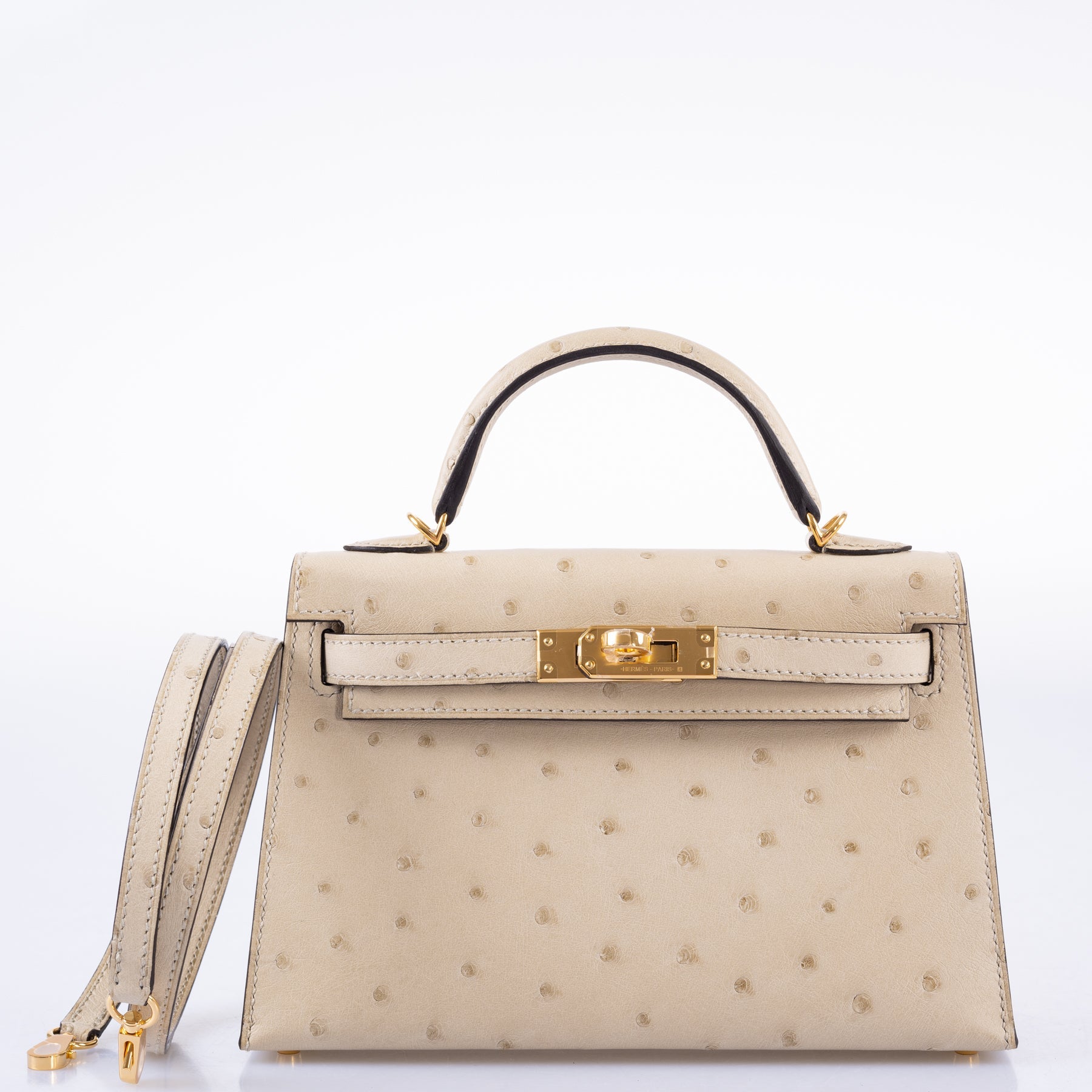 Hermès Kelly 20 Mini II Sellier Parchemin Ostrich Gold Hardware