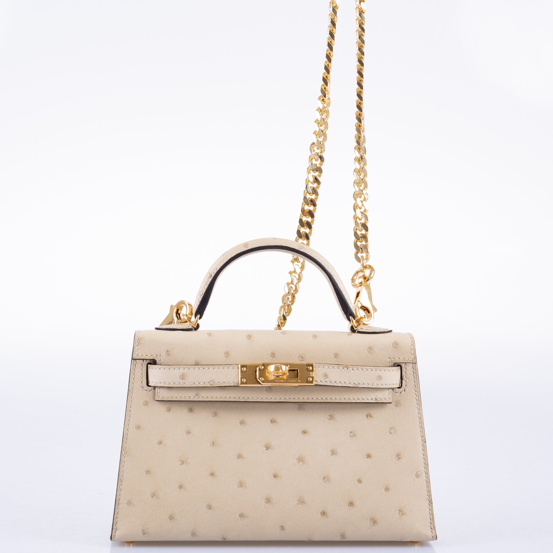 Hermès Kelly 20 Mini II Sellier Parchemin Ostrich Gold Hardware