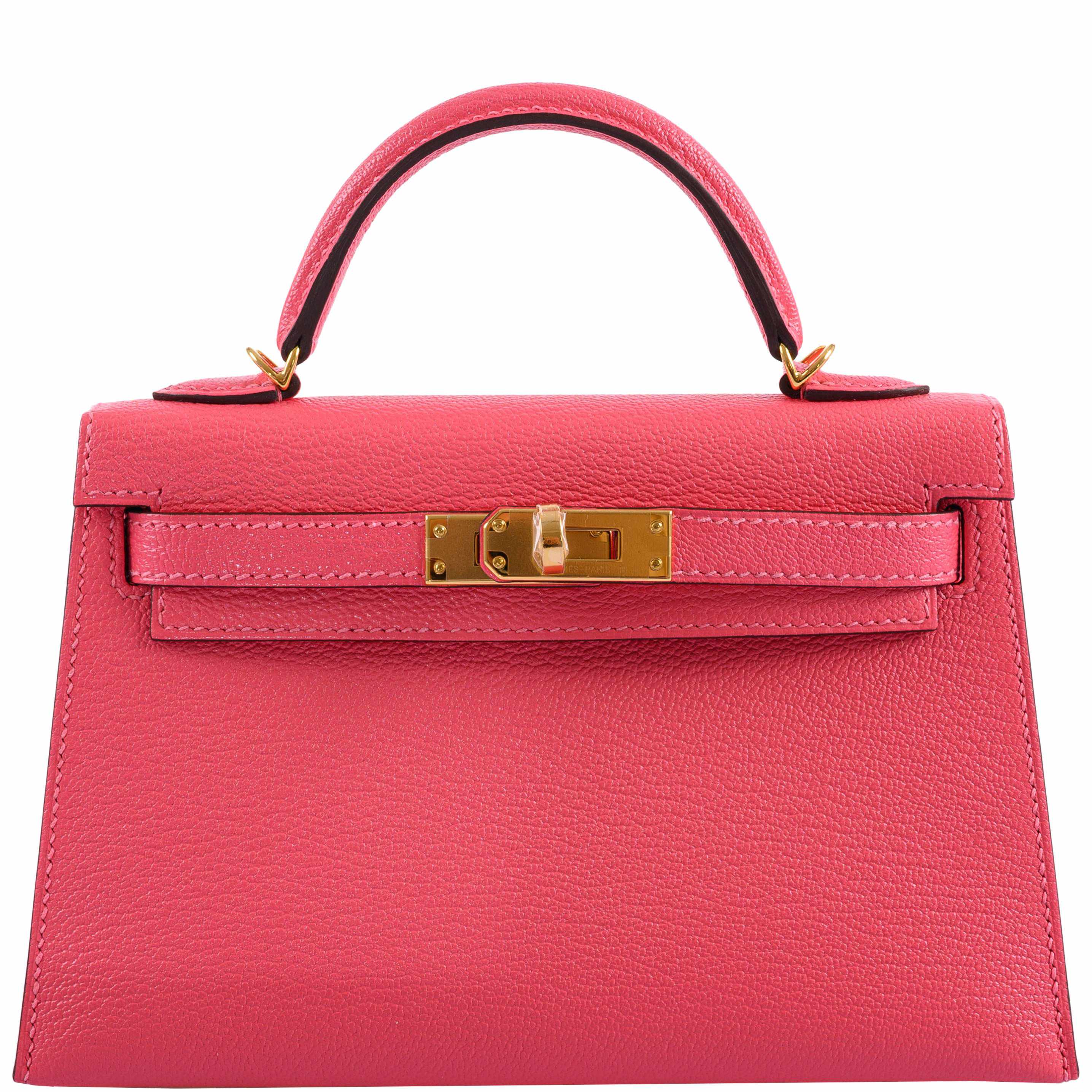 Hermès Kelly 20 Mini II Sellier Rose Lipstick Chevre leather Gold Hardware