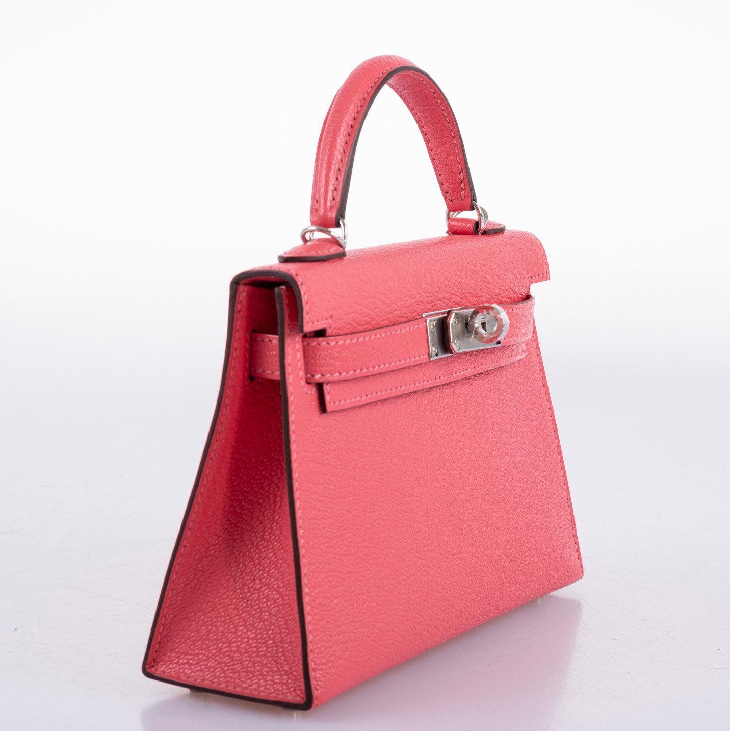 Hermès Kelly 20 Mini II Sellier Rose Lipstick Chevre leather Palladium Hardware - 2019, D