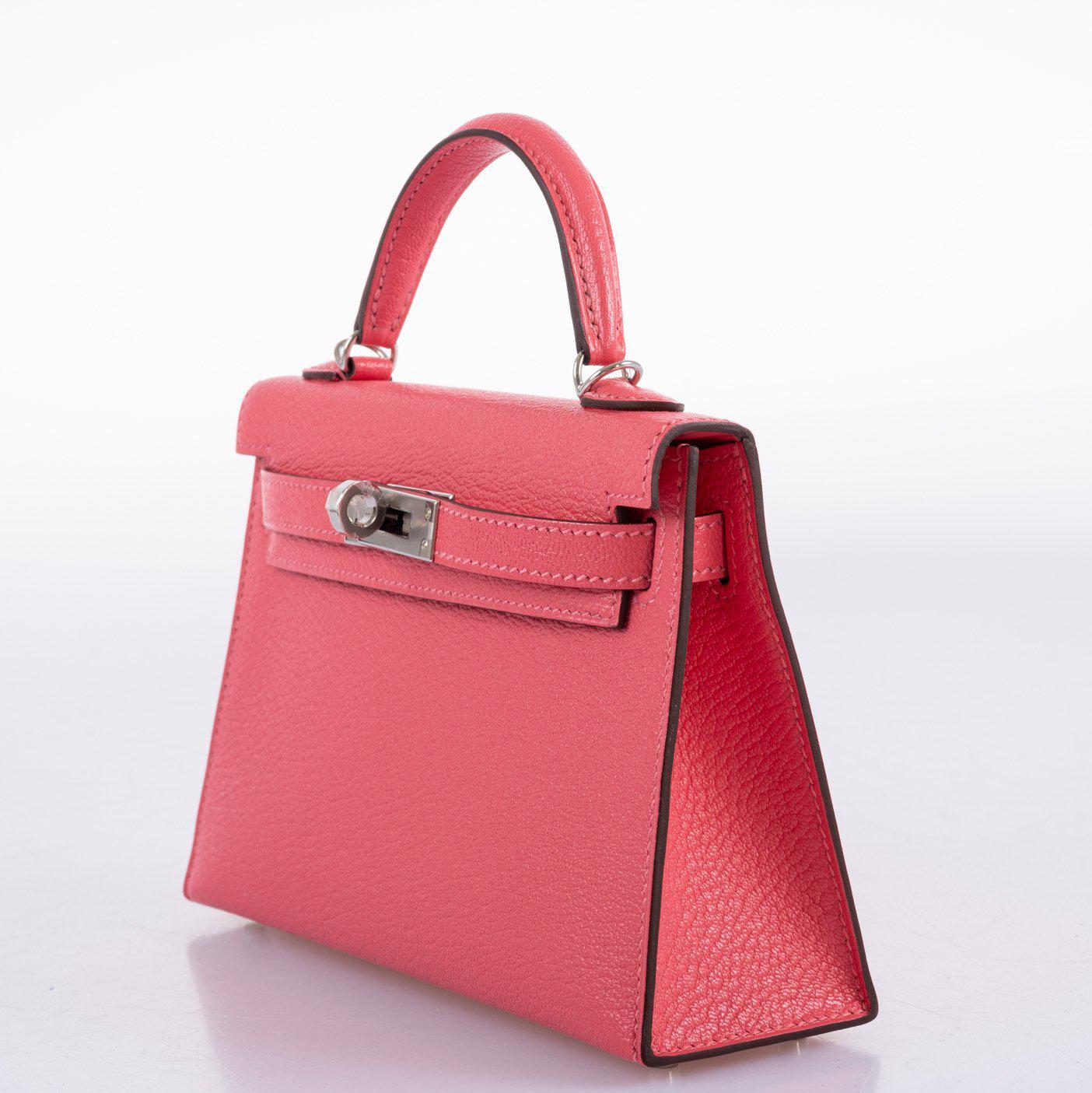 Hermès Kelly 20 Mini II Sellier Rose Lipstick Chevre leather Palladium Hardware - 2019, D