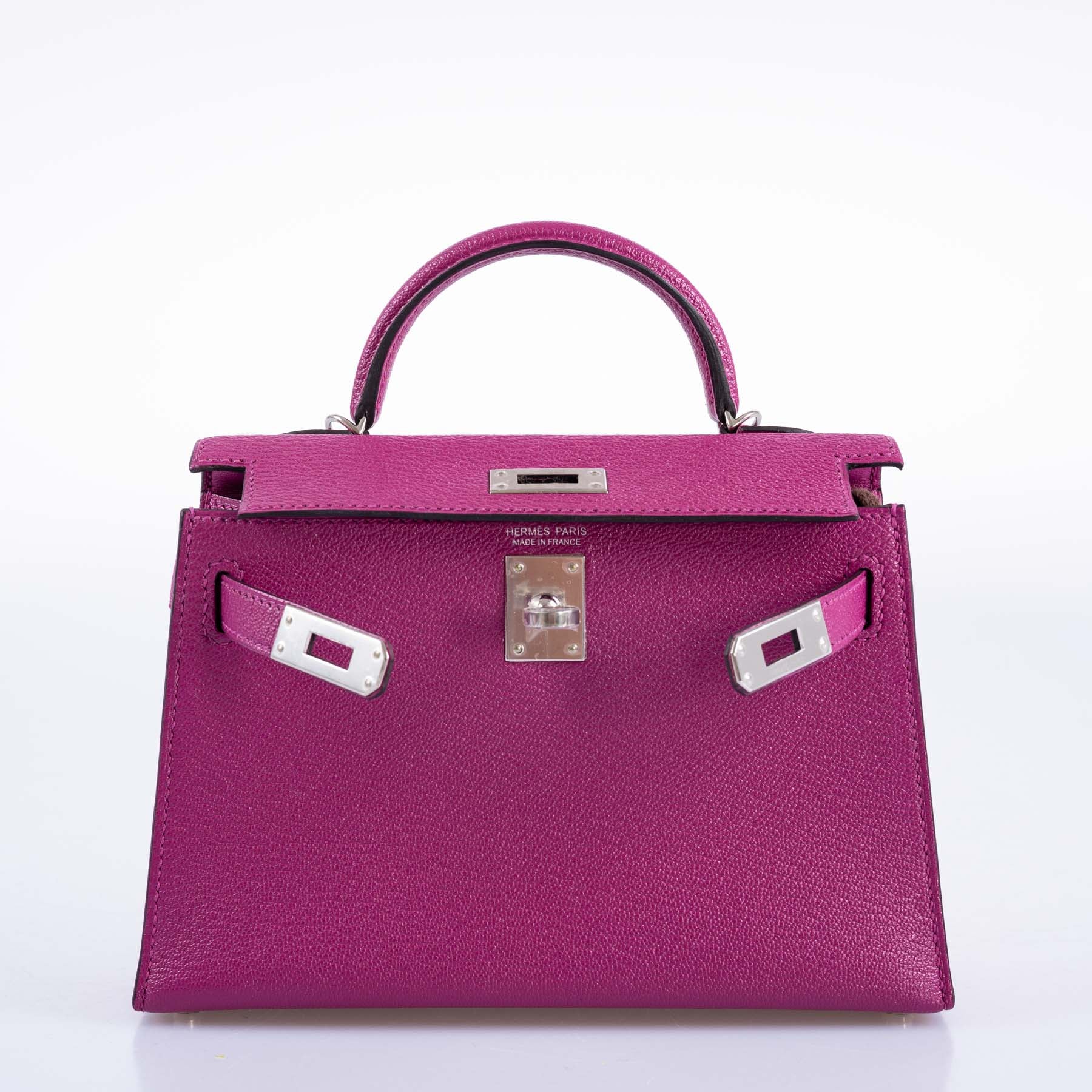 Hermès Kelly 20 Mini II Sellier Rose Pourpre Chevre Leather Palladium Hardware