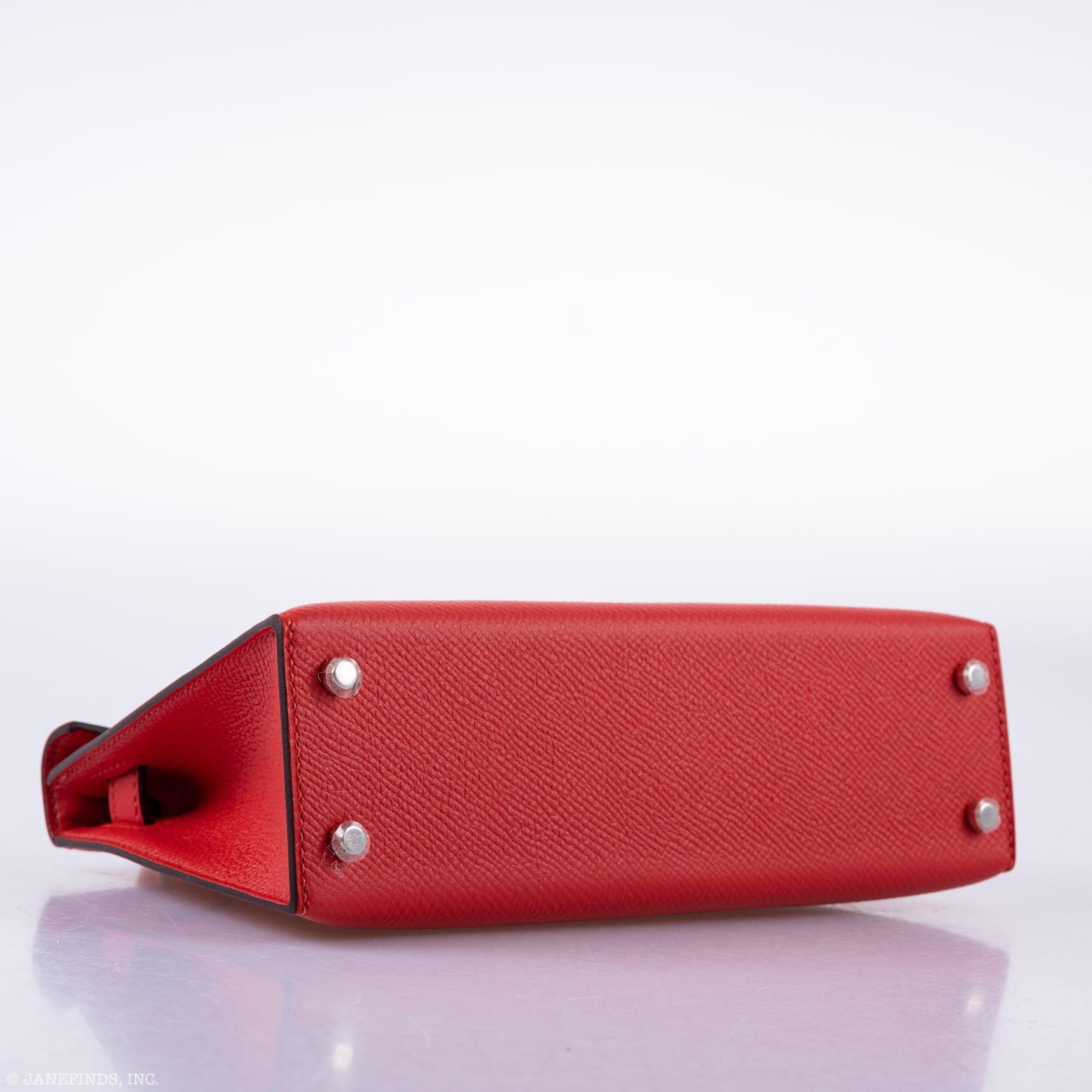 Hermès Kelly 20 Mini II Sellier Rouge Tomate Epsom Palladium Hardware