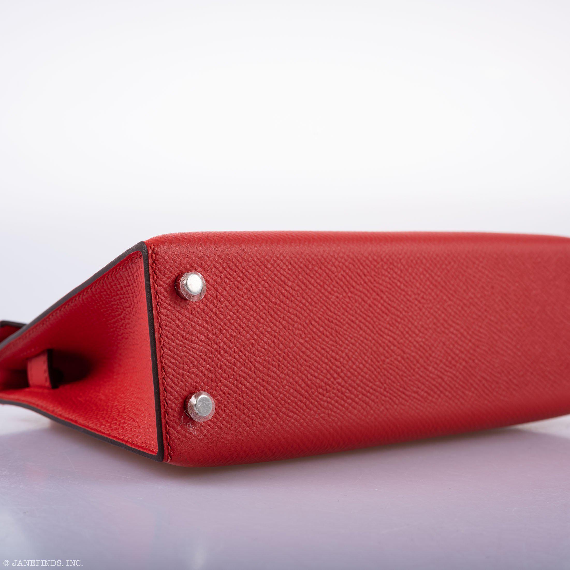 Hermès Kelly 20 Mini II Sellier Rouge Tomate Epsom Palladium Hardware
