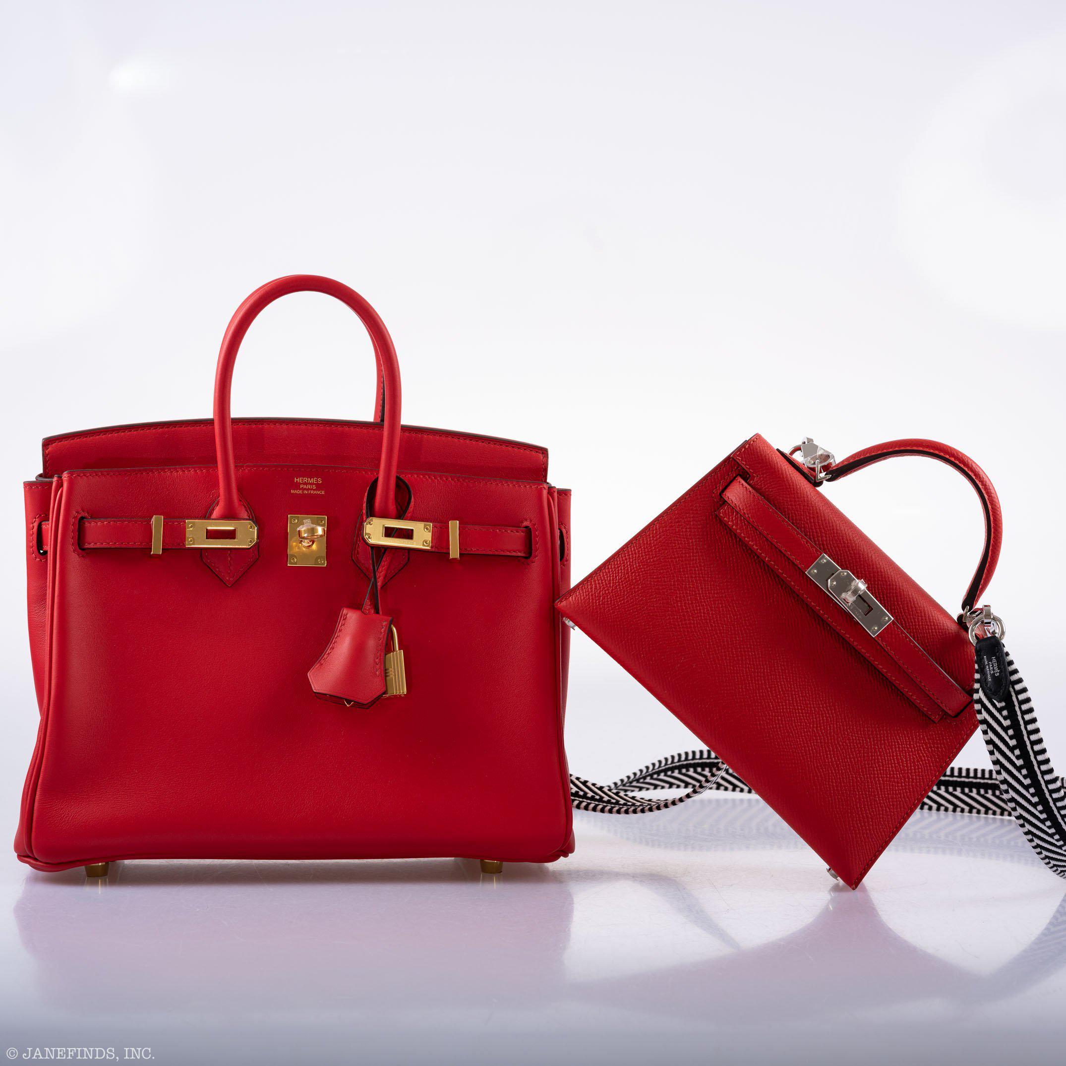 Hermès Kelly 20 Mini II Sellier Rouge Tomate Epsom Palladium Hardware