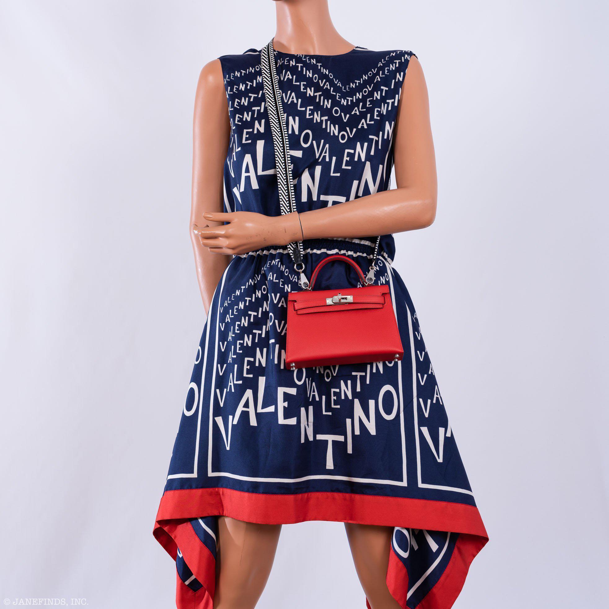 Hermès Kelly 20 Mini II Sellier Rouge Tomate Epsom Palladium Hardware - 2020, Y