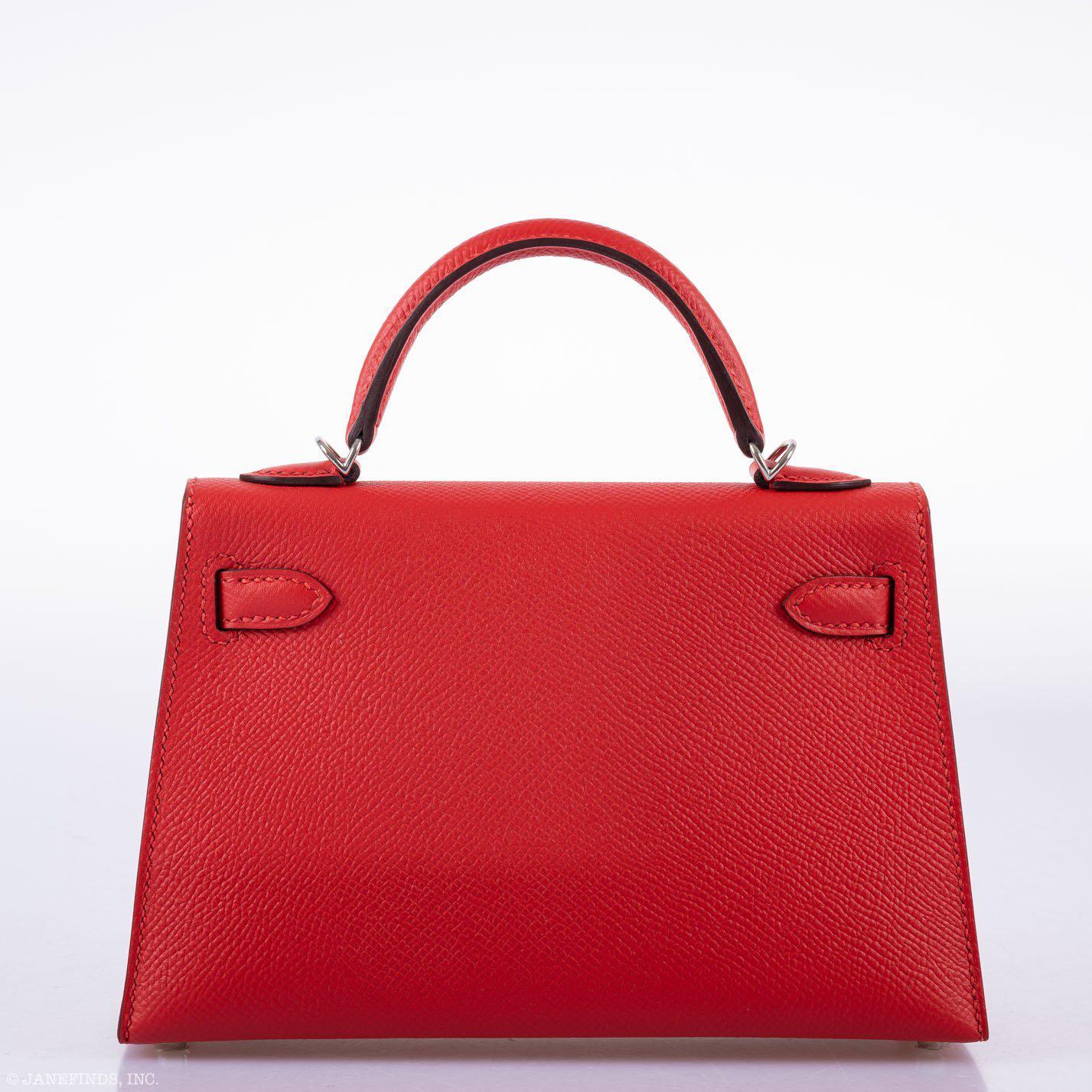 Hermès Kelly 20 Mini II Sellier Rouge Tomate Epsom Palladium Hardware - 2020, Y