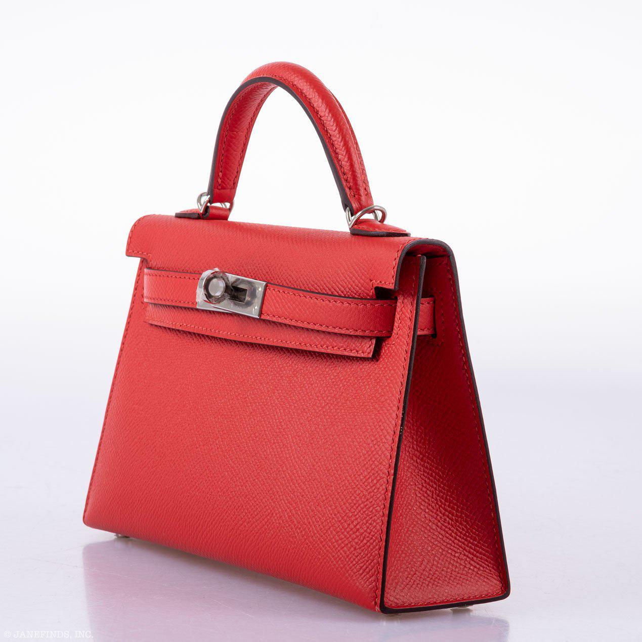 Hermès Kelly 20 Mini II Sellier Rouge Tomate Epsom Palladium Hardware