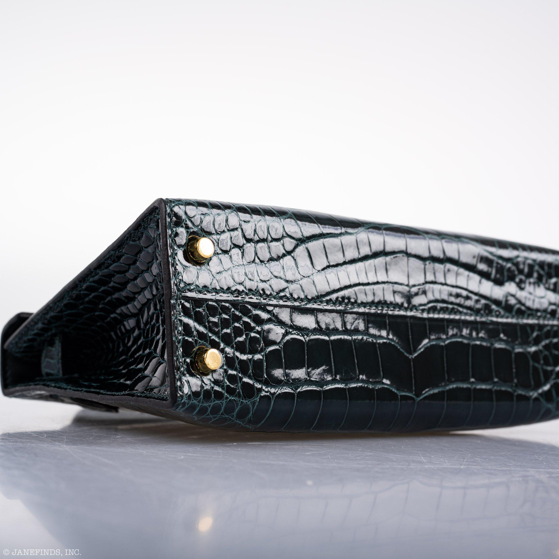 Hermès Kelly 20 Mini II Sellier Vert Cypress Alligator Gold Hardware - 2019, D