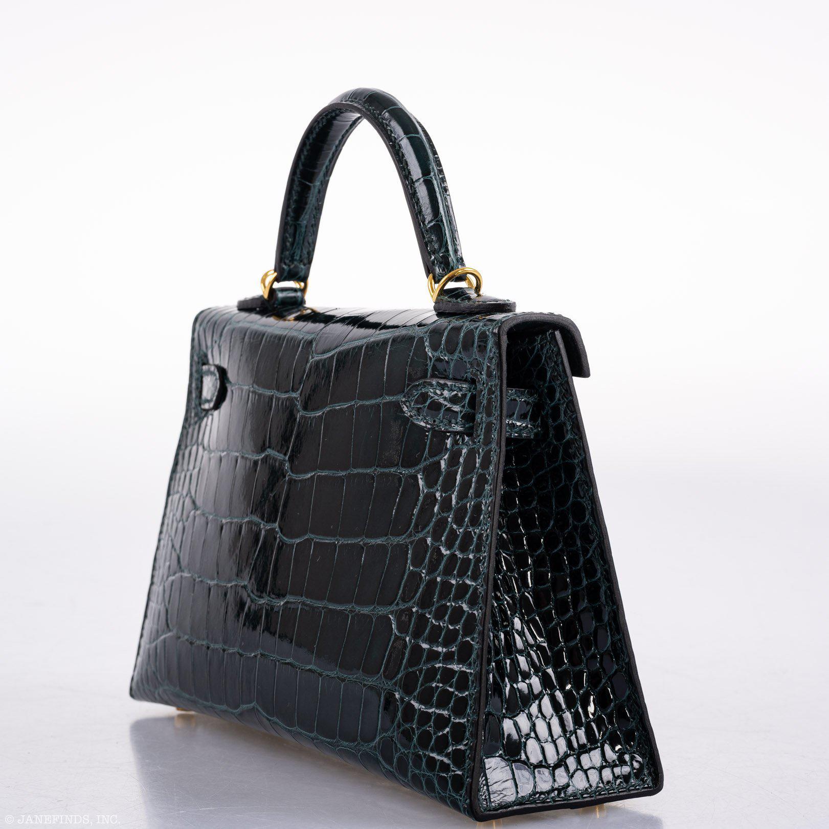 Hermès Kelly 20 Mini II Sellier Vert Cypress Alligator Gold Hardware - 2019, D