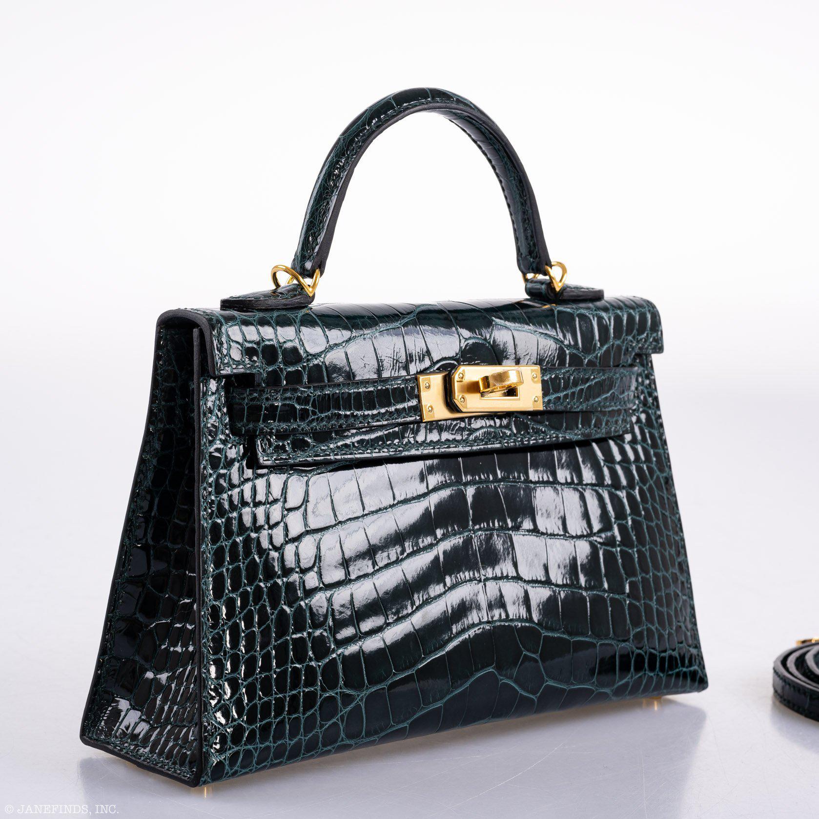 Hermès Kelly 20 Mini II Sellier Vert Cypress Alligator Gold Hardware - 2019, D