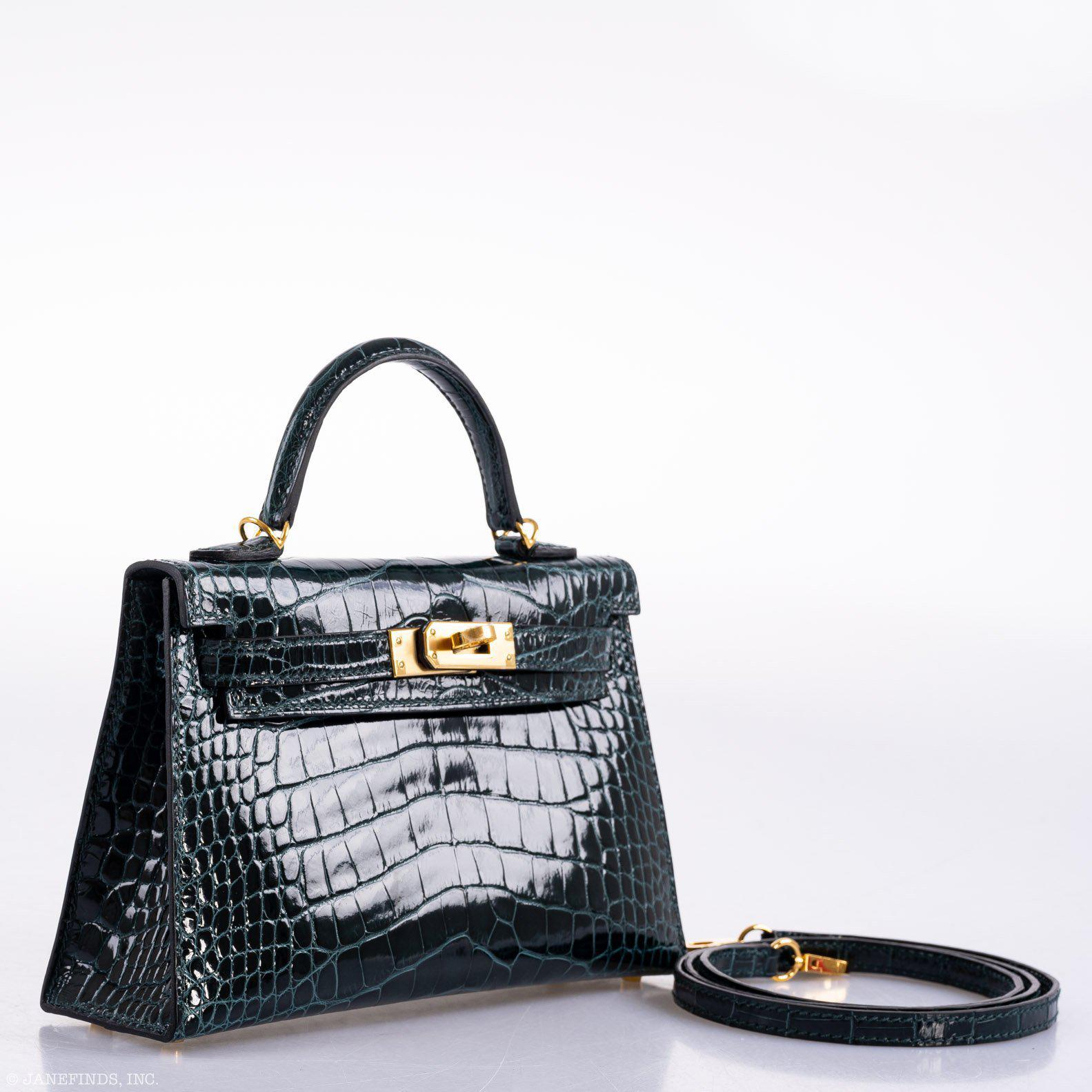 Hermès Kelly 20 Mini II Sellier Vert Cypress Alligator Gold Hardware - 2019, D