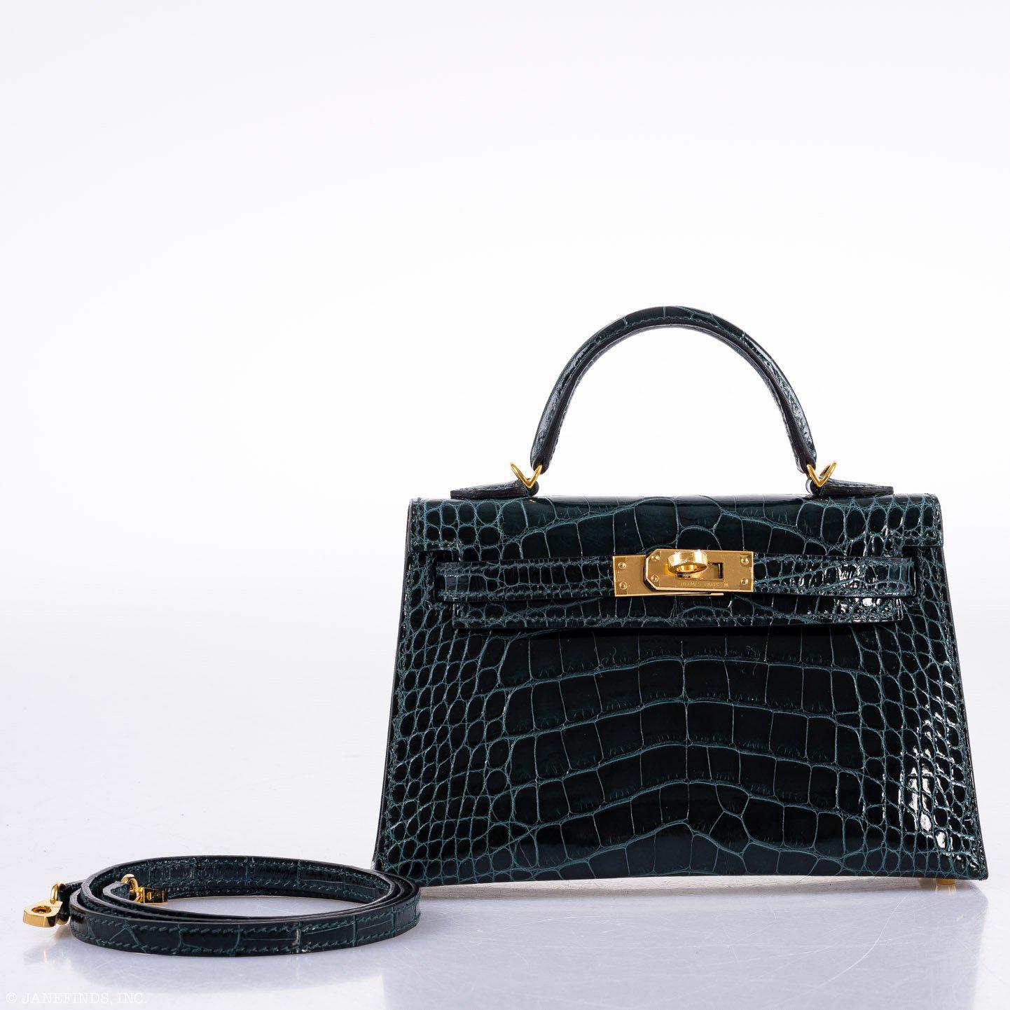 Hermès Kelly 20 Mini II Sellier Vert Cypress Alligator Gold Hardware - 2019, D