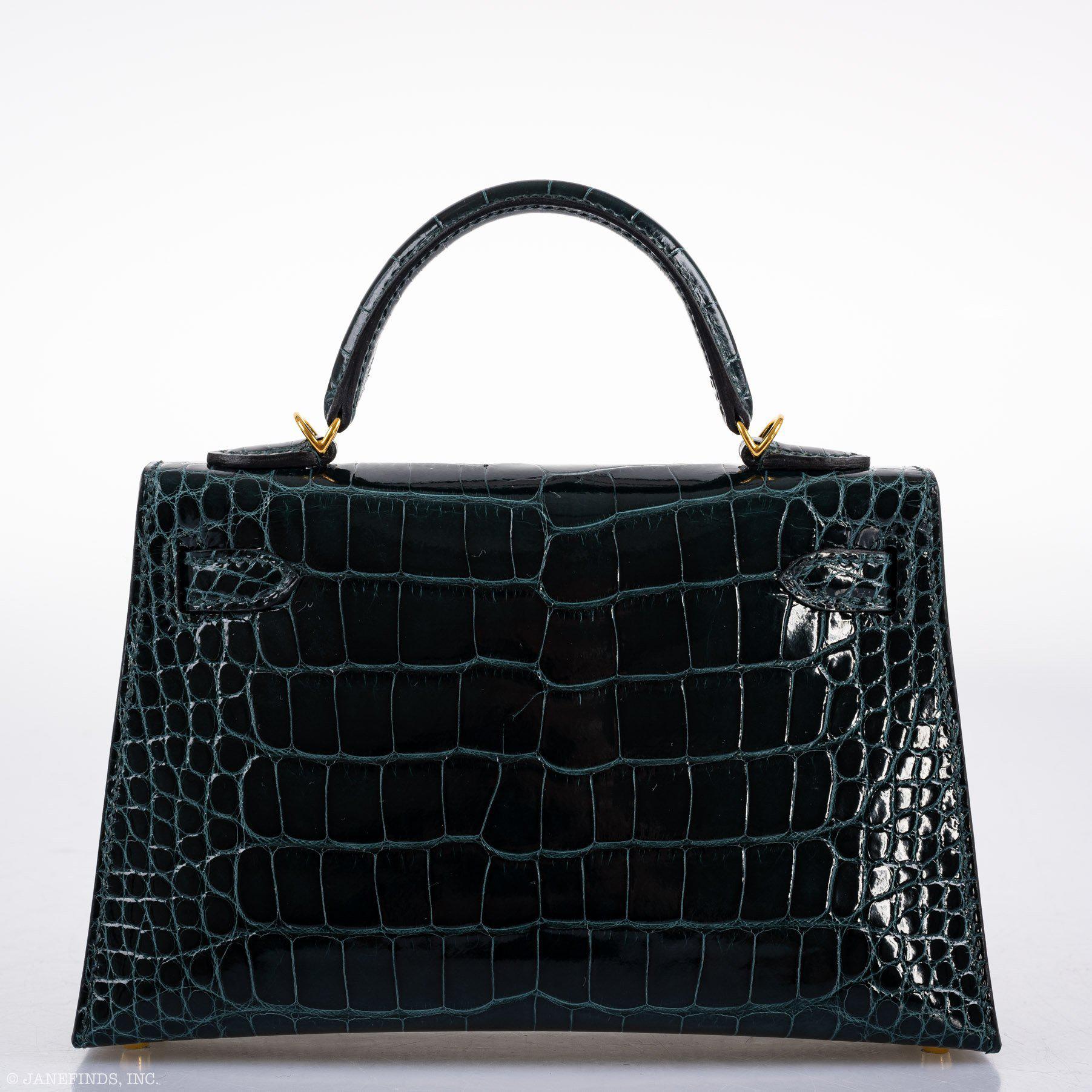 Hermès Kelly 20 Mini II Sellier Vert Cypress Alligator Gold Hardware - 2019, D
