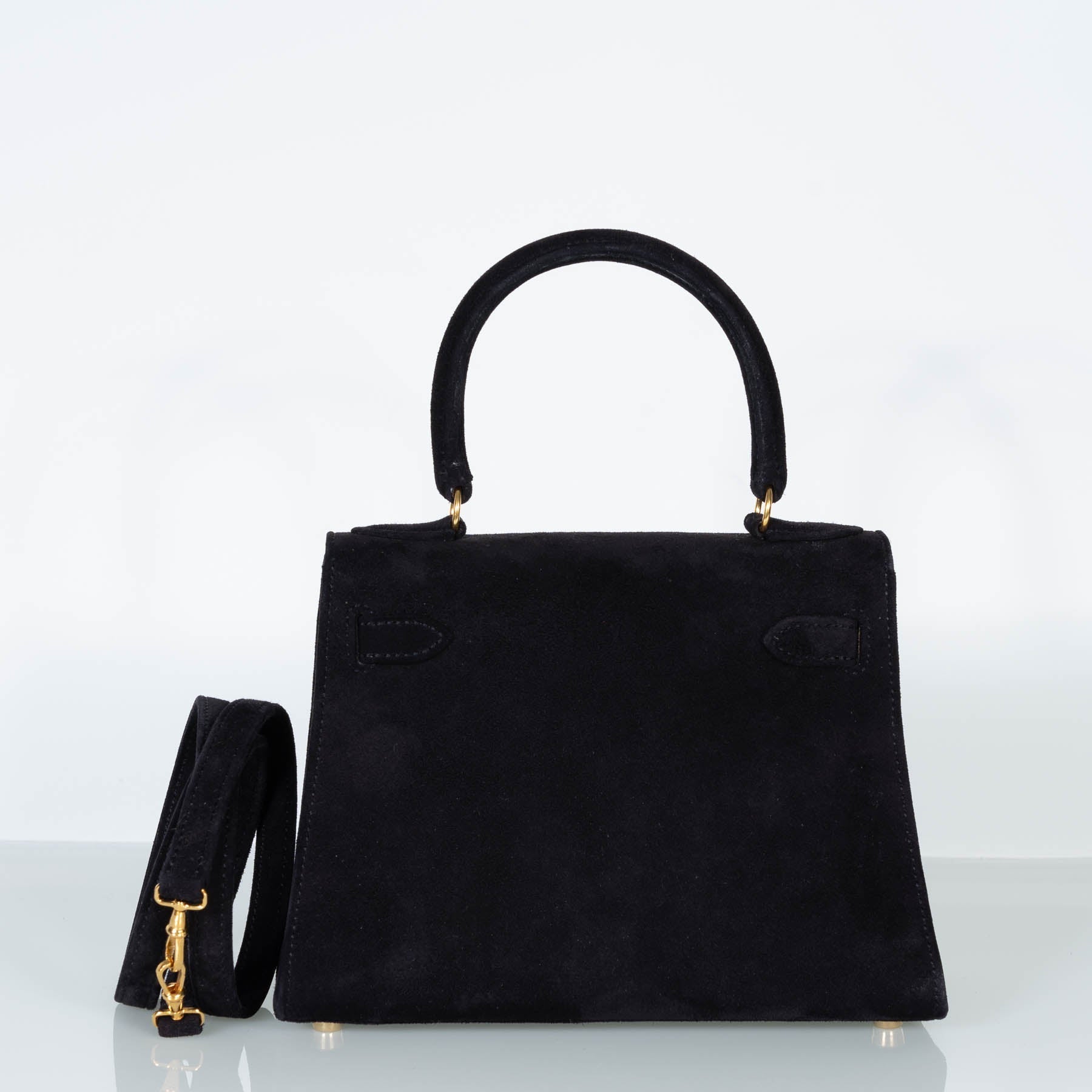 Hermès Kelly 20 Mini Sellier Black Noir Veau Doblis Suede Gold Hardware