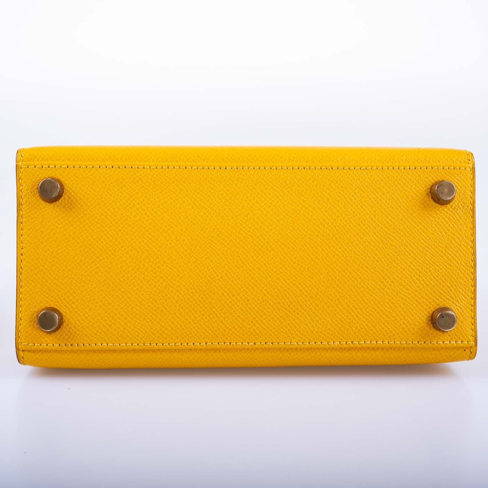 Hermès Mini Kelly 20 Sellier Jaune Courchevel Gold Hardware