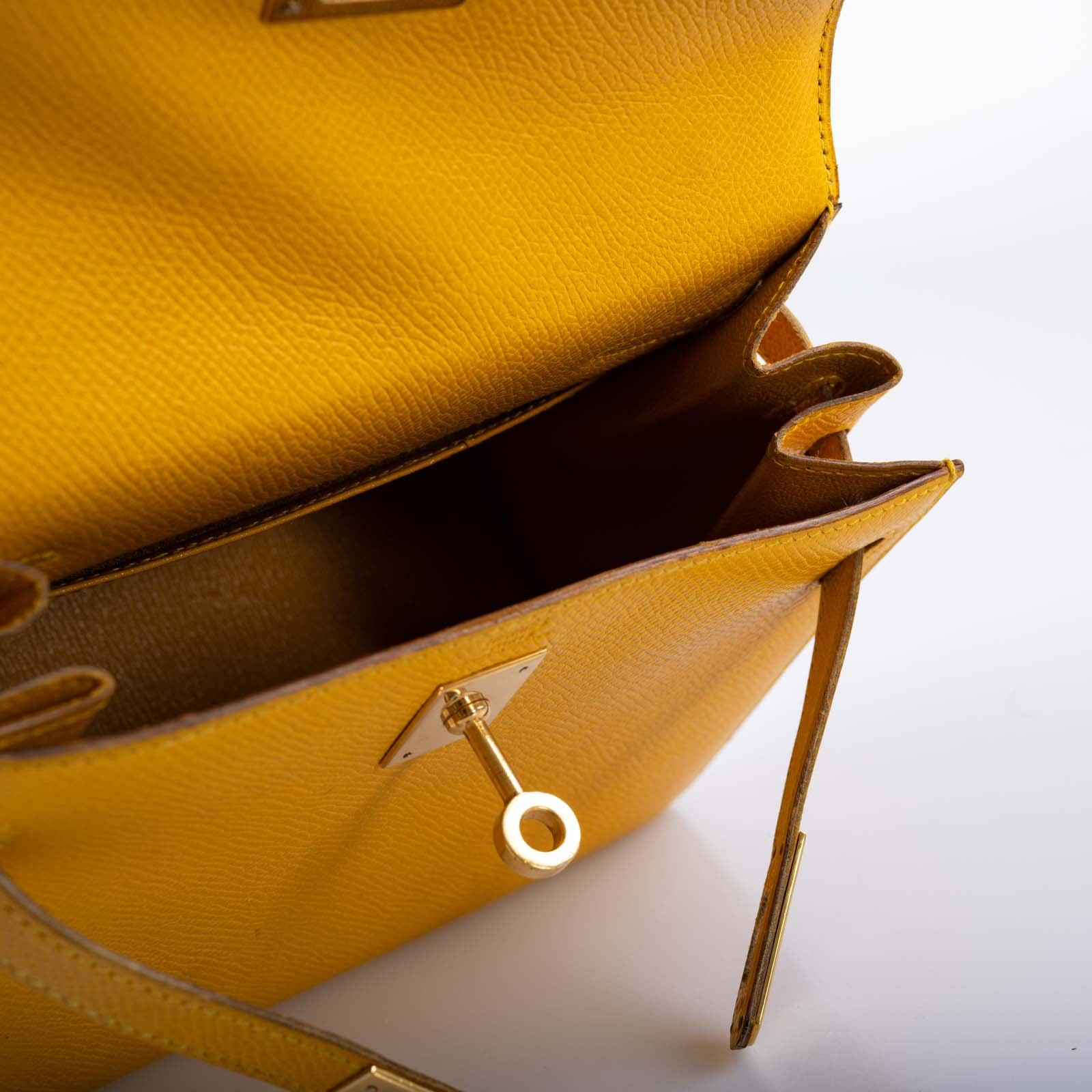 Hermès Mini Kelly 20 Sellier Jaune Courchevel Gold Hardware