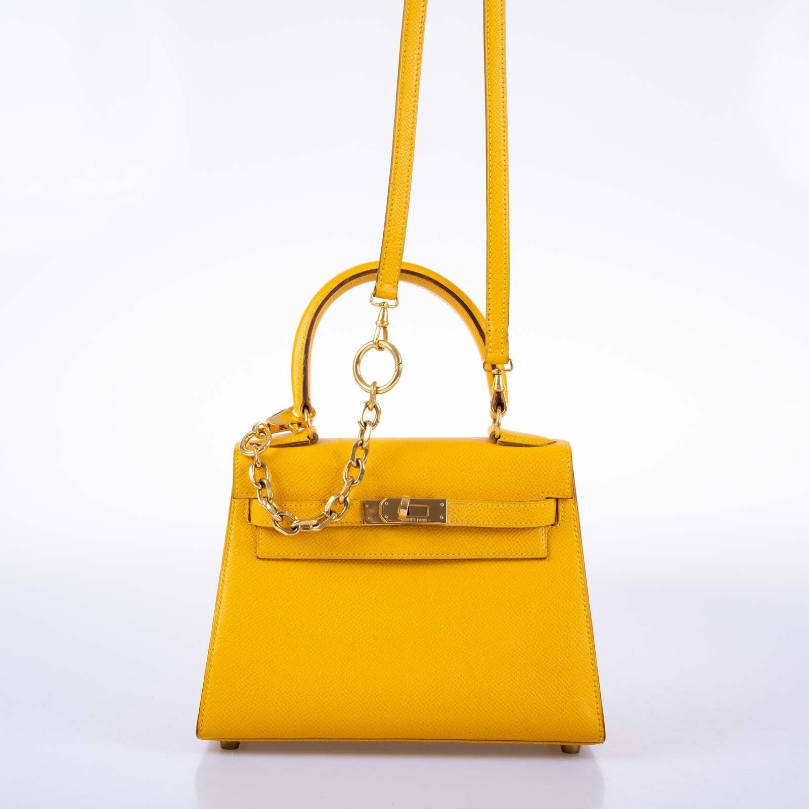 Hermès Mini Kelly 20 Sellier Jaune Courchevel Gold Hardware