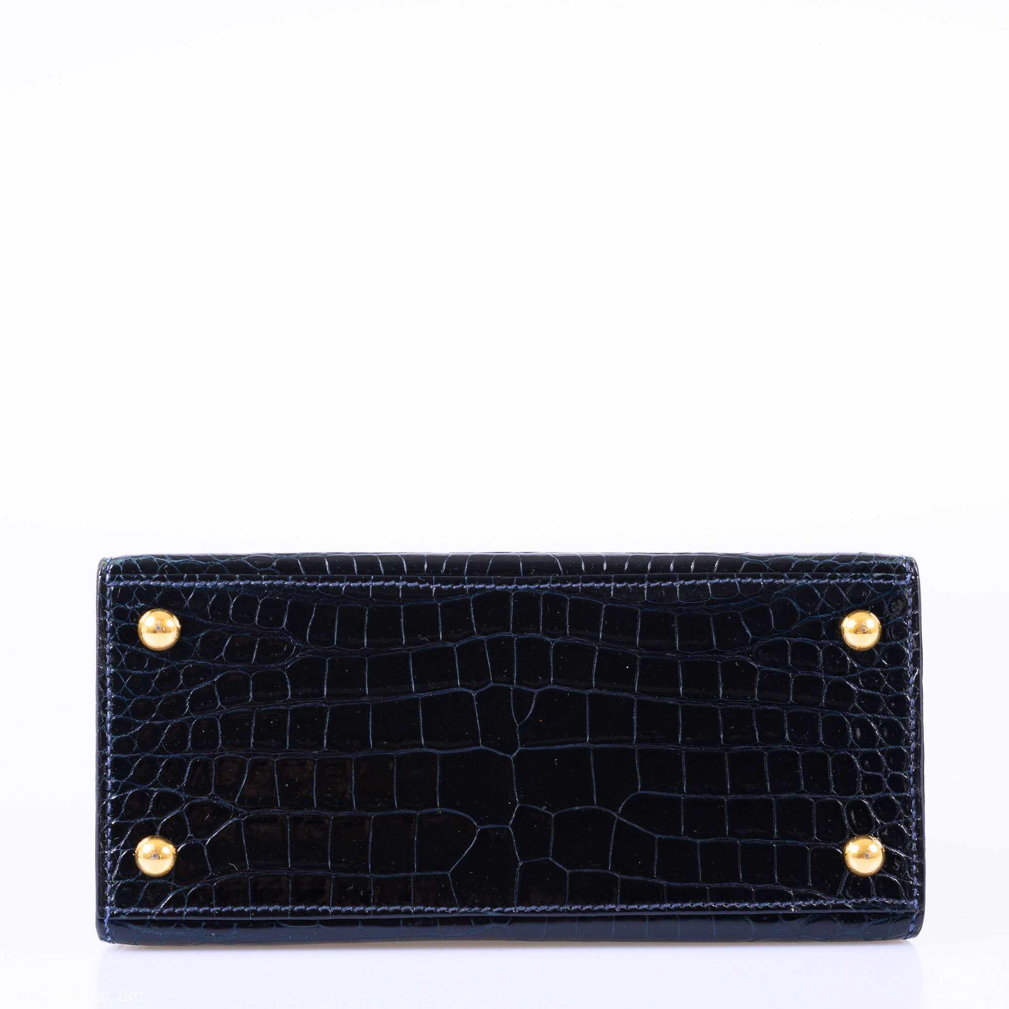 Hermès Kelly 20 Mini Sellier Shoulder Black Porosus Crocodile Gold Hardware - 1981