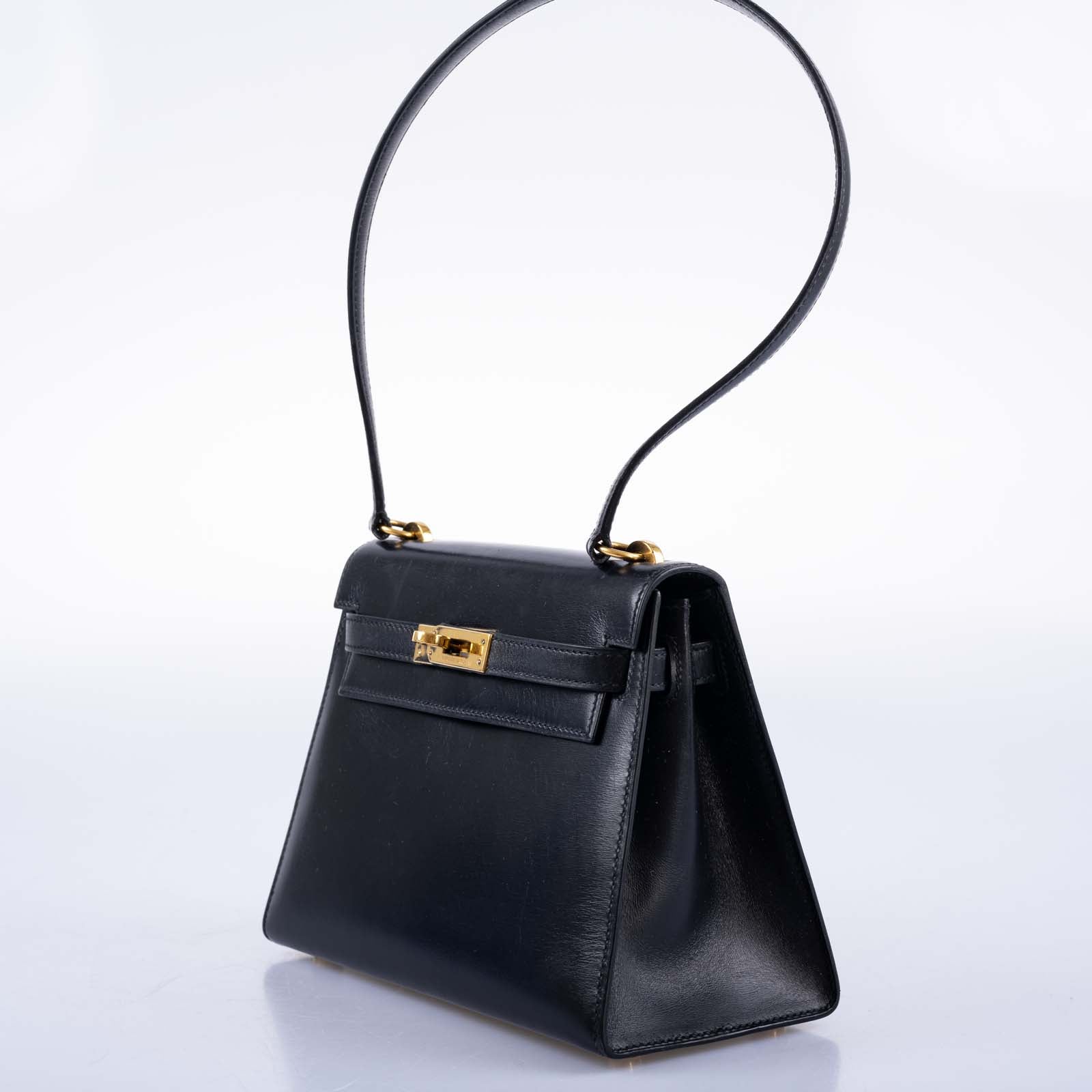 Hermès Kelly 20 Mini Sellier Vintage Black Box Leather with Gold Hardware