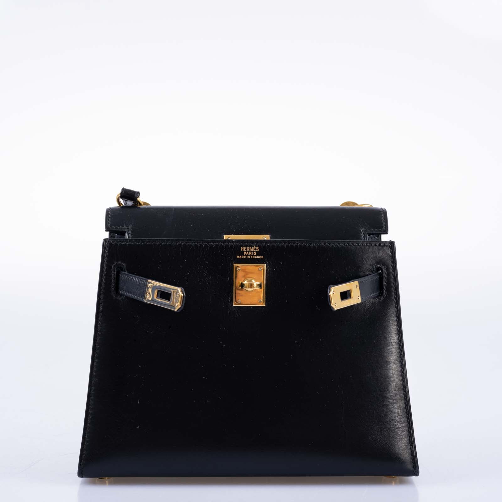 Hermès Kelly 20 Mini Sellier Vintage Black Box Leather with Gold Hardware