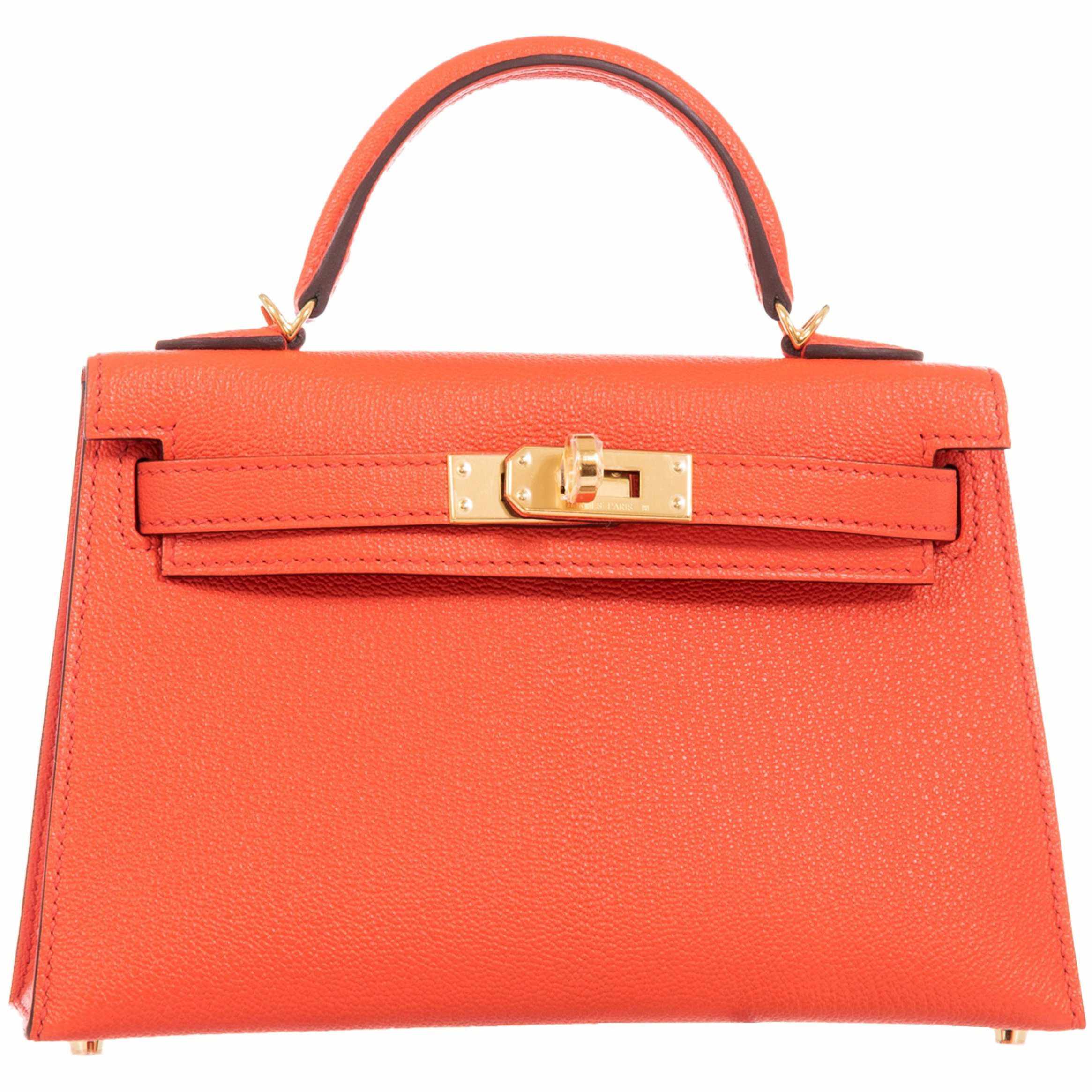 Hermes Kelly 20 Poppy Orange Chevre Gold Hardware -