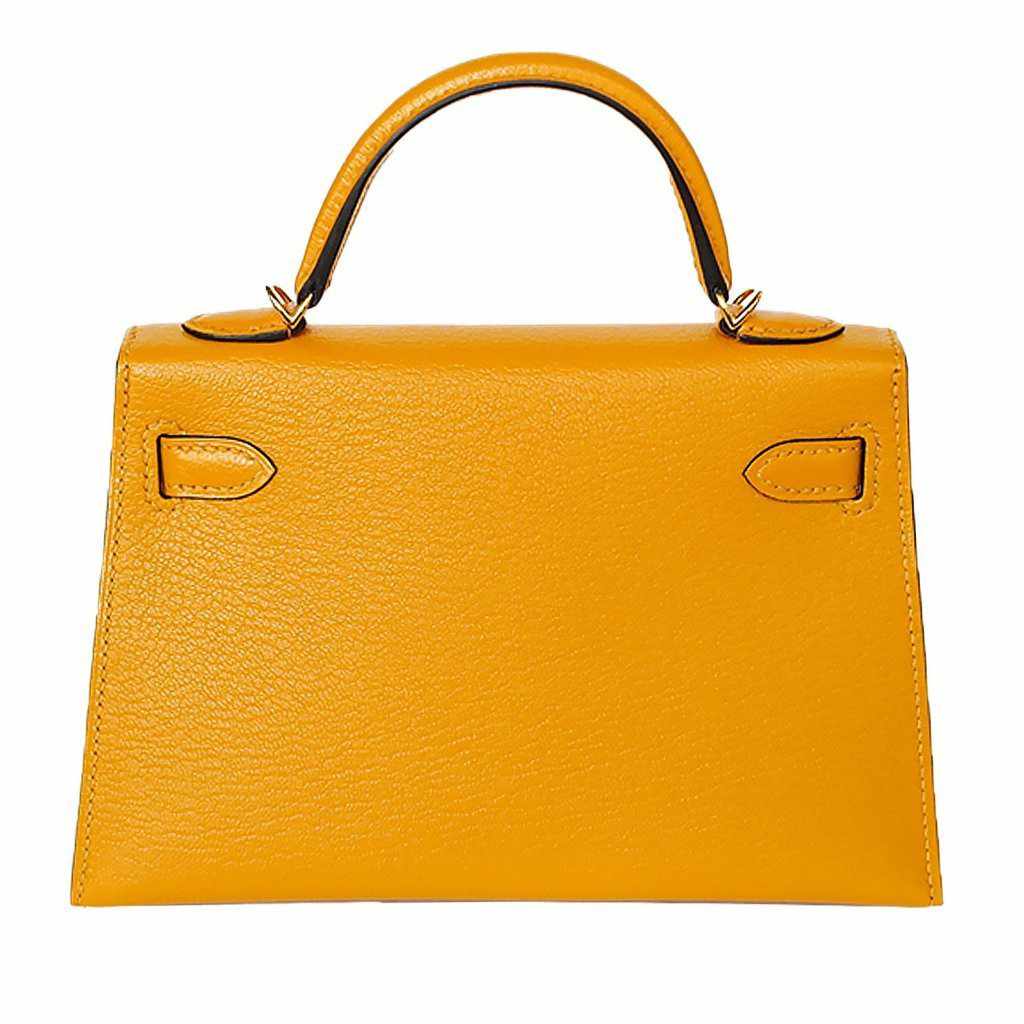 Hermès Kelly 20 Sellier Moutarde Chevre Mysore Gold Hardware