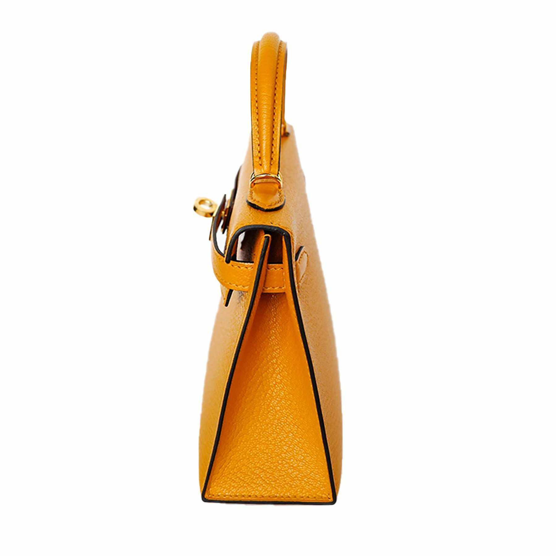 Hermès Kelly 20 Sellier Moutarde Chevre Mysore Gold Hardware
