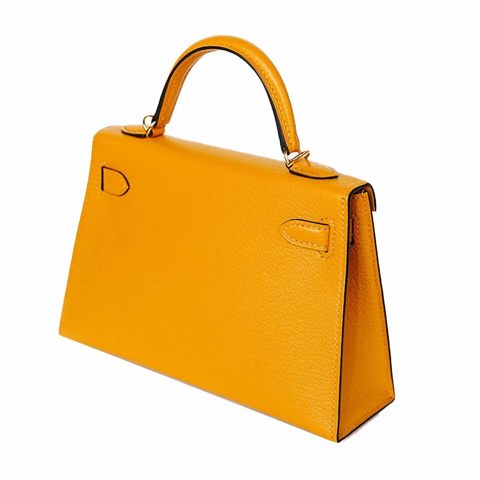 Hermès Kelly 20 Sellier Moutarde Chevre Mysore Gold Hardware