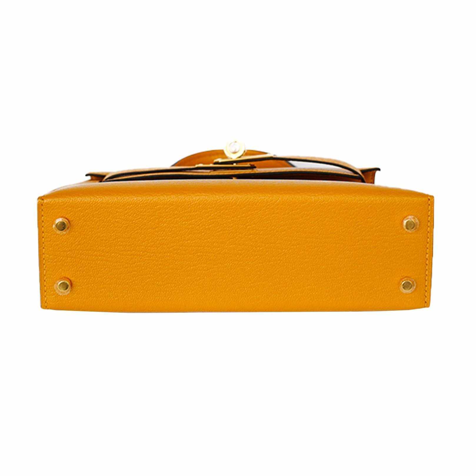 Hermès Kelly 20 Sellier Moutarde Chevre Mysore Gold Hardware