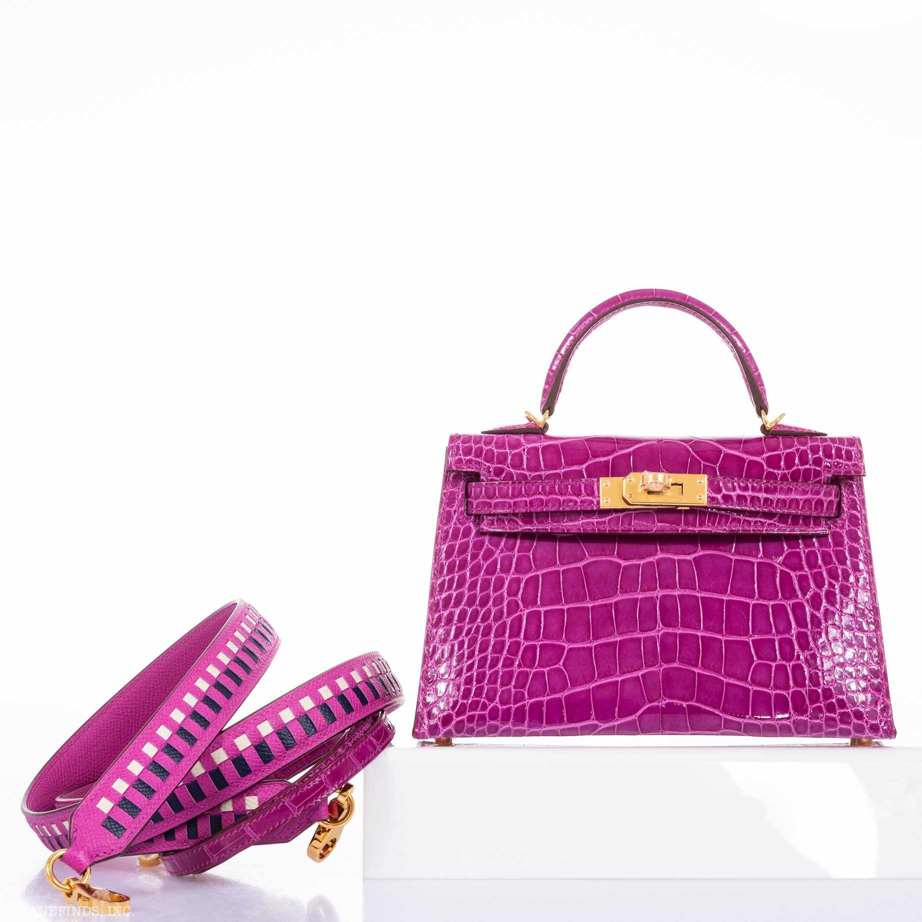 Hermès Kelly 20 Sellier Rose Scheherazade Alligator Gold Hardware