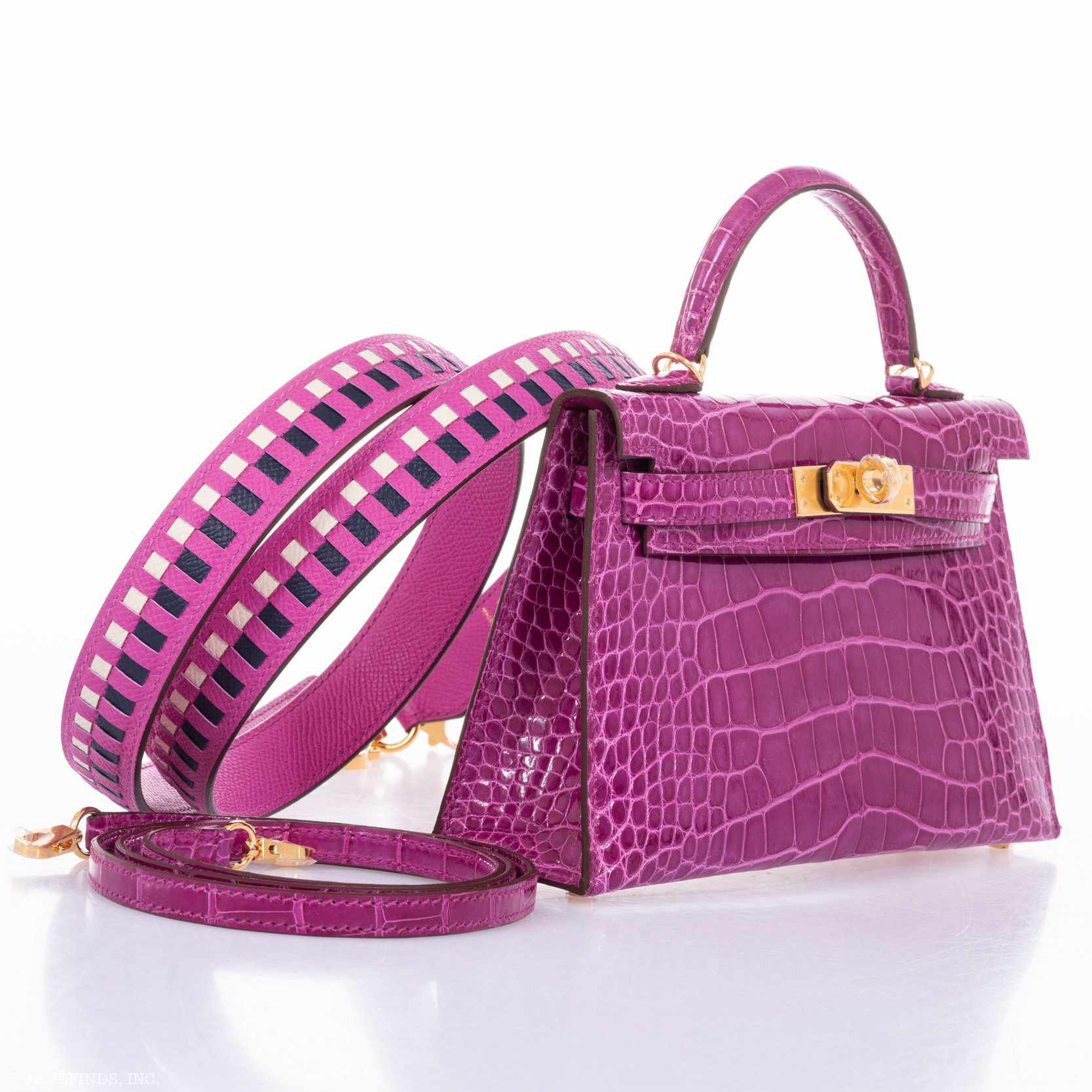 Hermès Kelly 20 Sellier Rose Scheherazade Alligator Gold Hardware