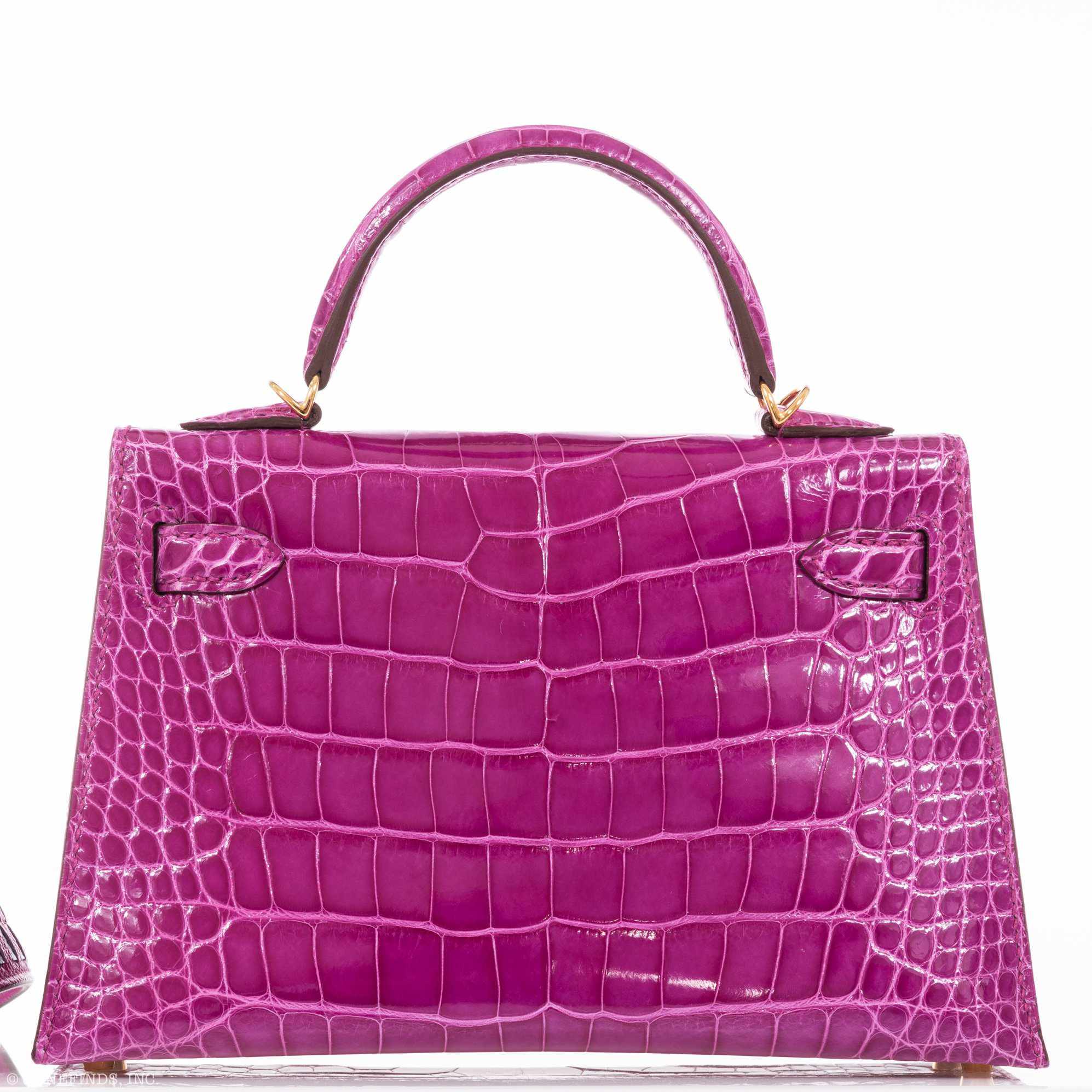Hermès Kelly 20 Sellier Rose Scheherazade Alligator Gold Hardware