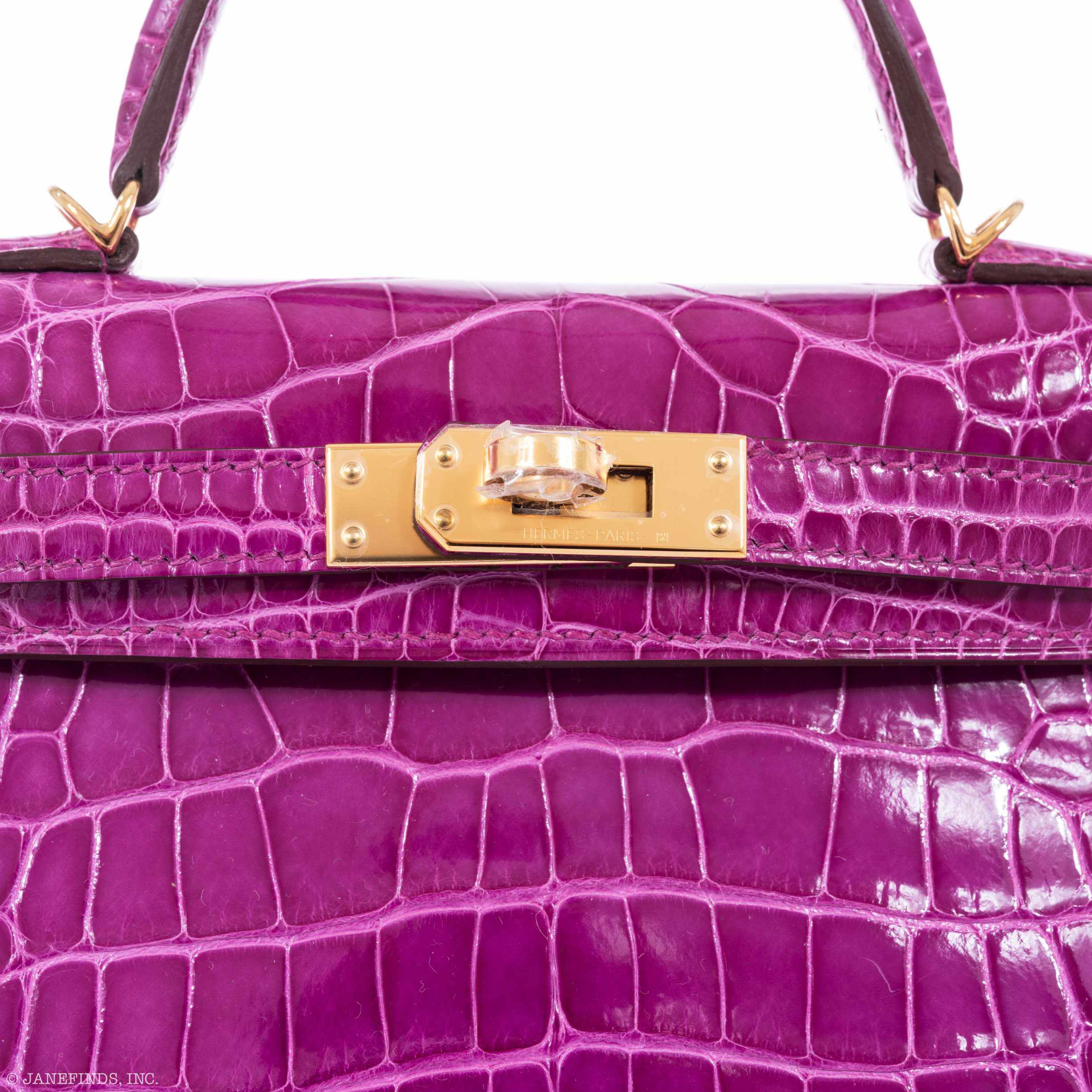 Hermès Kelly 20 Sellier Rose Scheherazade Alligator Gold Hardware