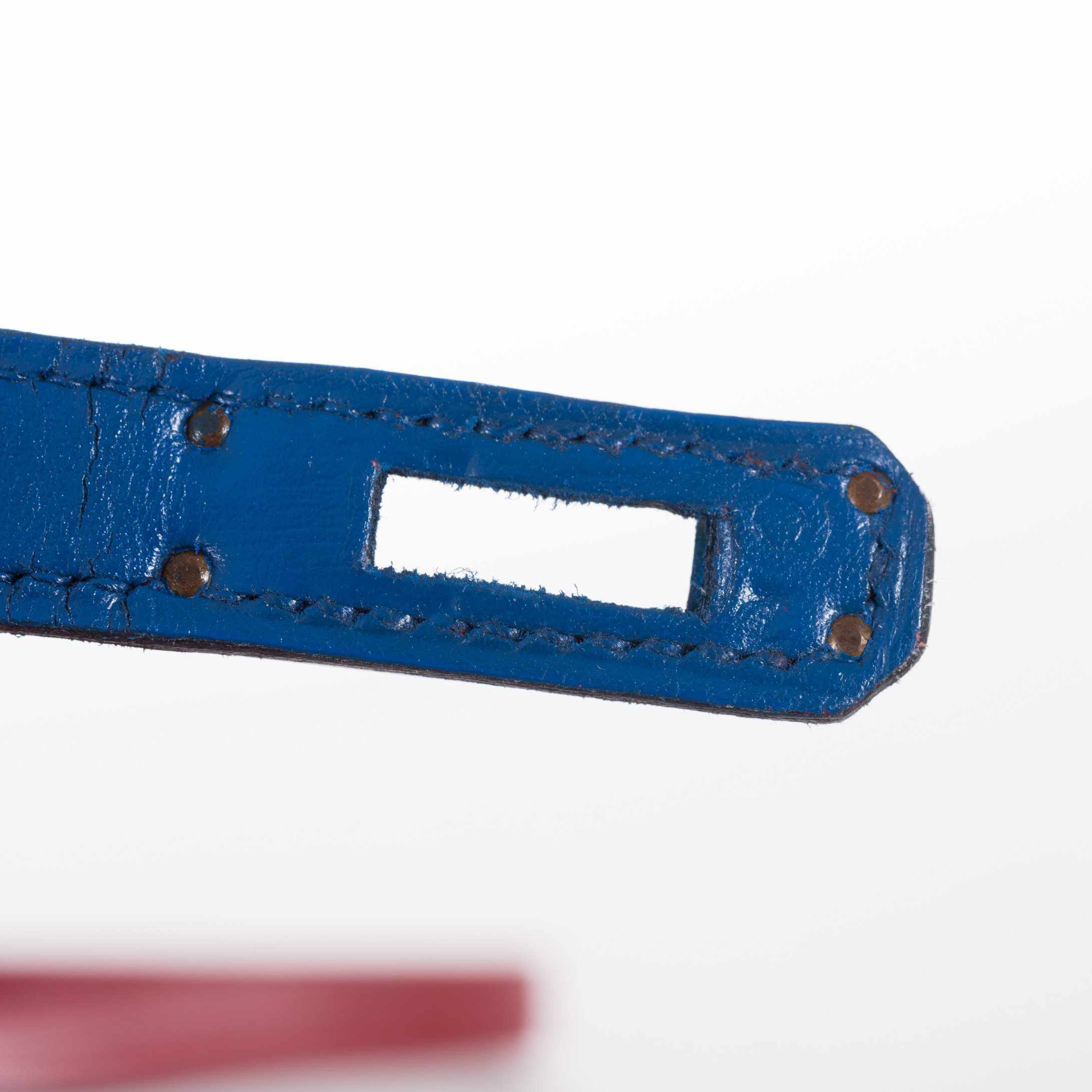 Hermès Kelly 20 Sellier Rouge Vif/Bleu Saphir Box Calf Gold Hardware